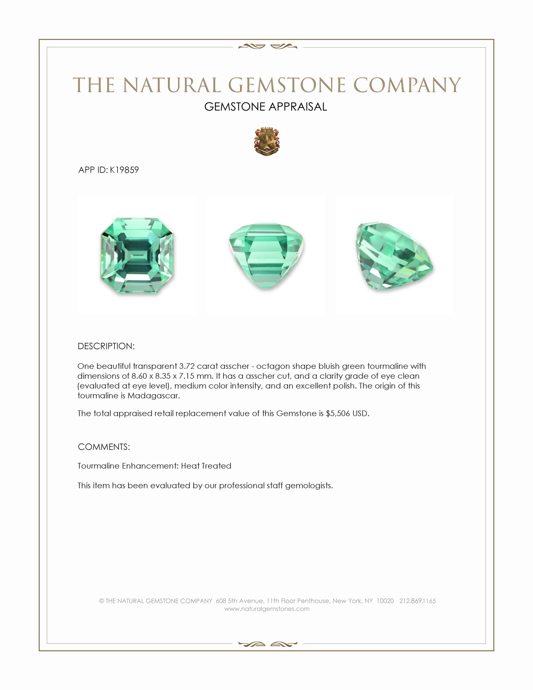 3.72 Ct. Tourmaline from Madagascar