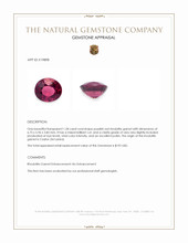 1.26 Ct. Purplish Red Rhodolite Garnet from Ceylon (Sri Lanka) Appraisal