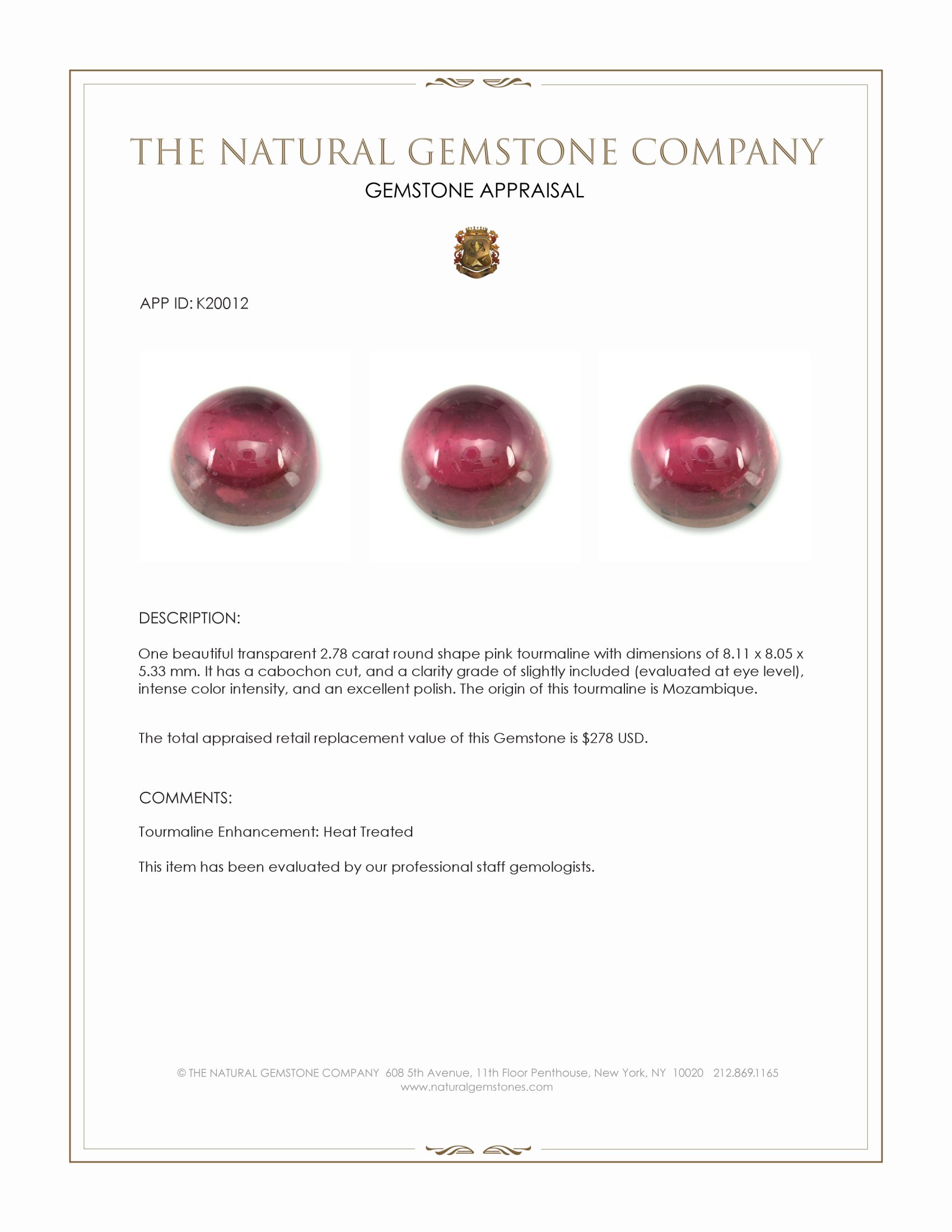 2.78 Ct. Cabochon Tourmaline from Mozambique