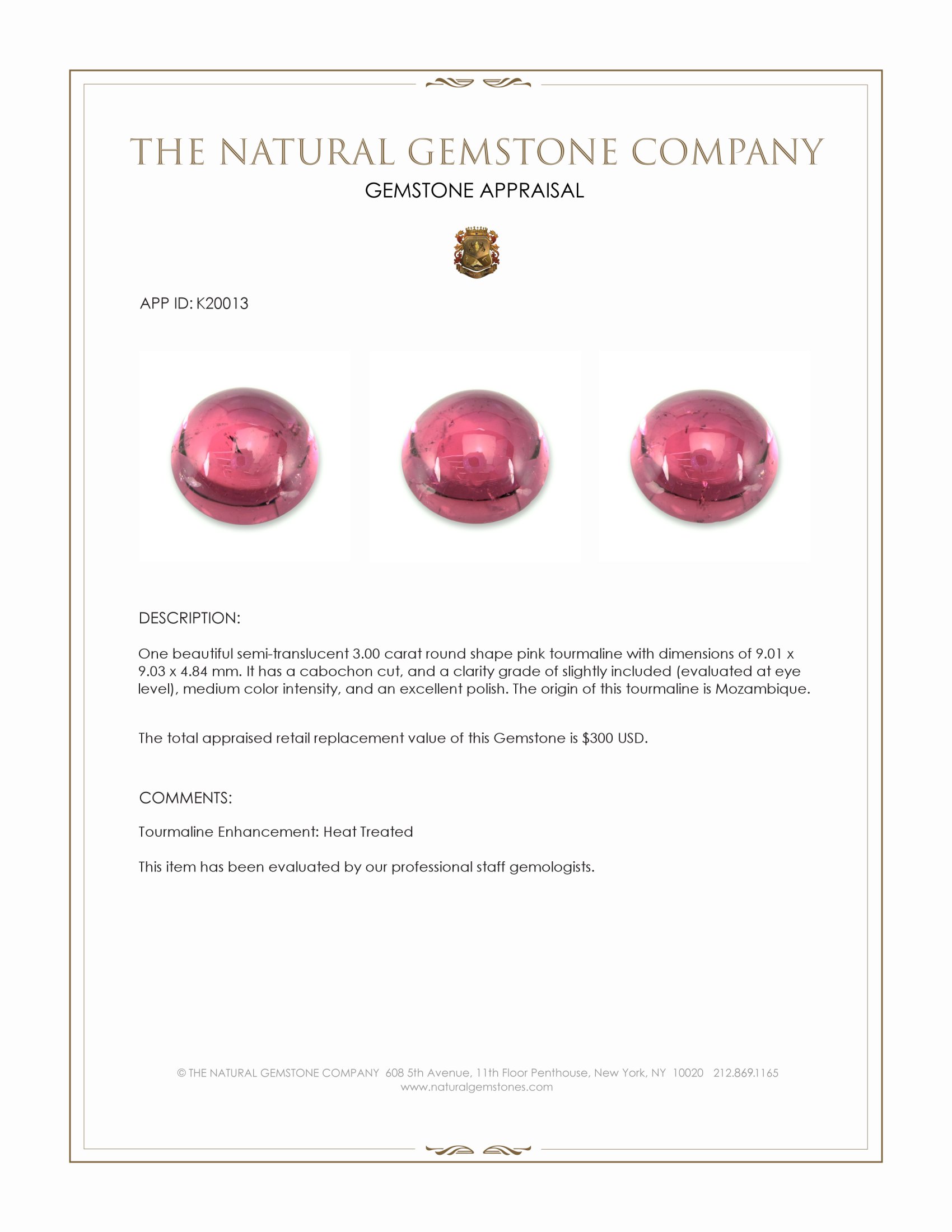 3.00 Ct. Cabochon Tourmaline from Mozambique