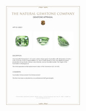 1.53 Ct. Green Tourmaline from Ceylon (Sri Lanka) Appraisal
