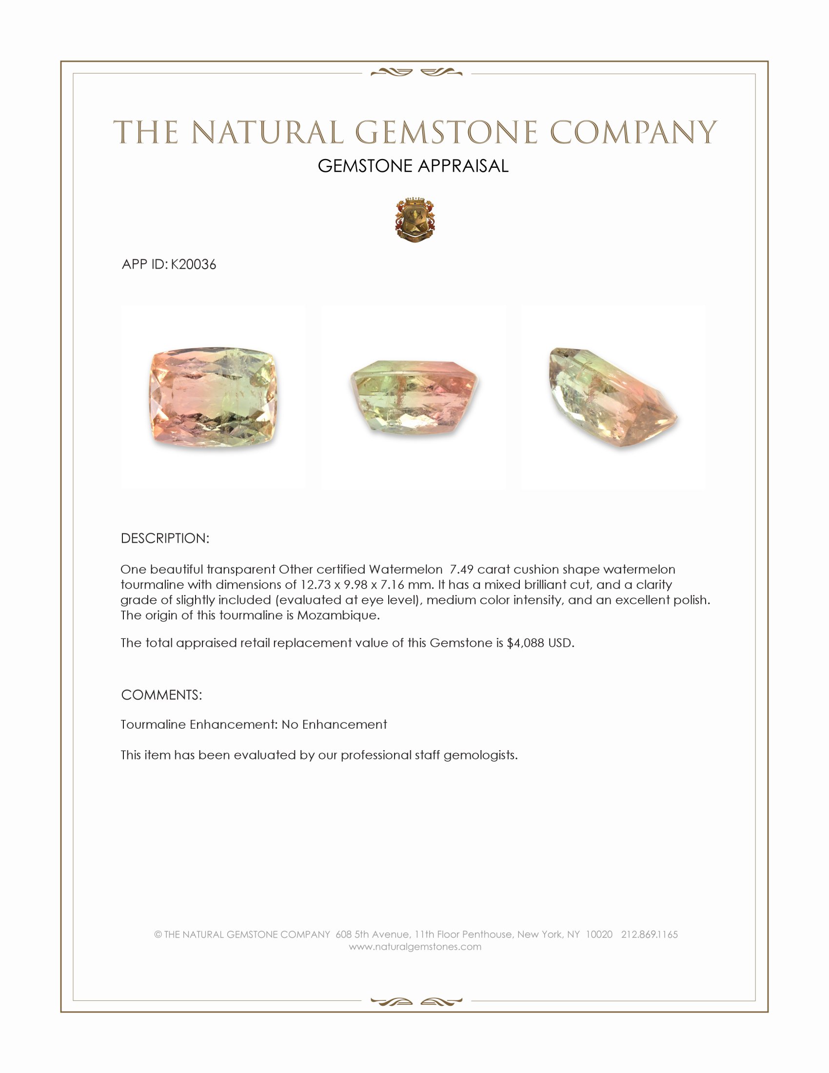 7.49 Ct. Watermelon Tourmaline from Mozambique