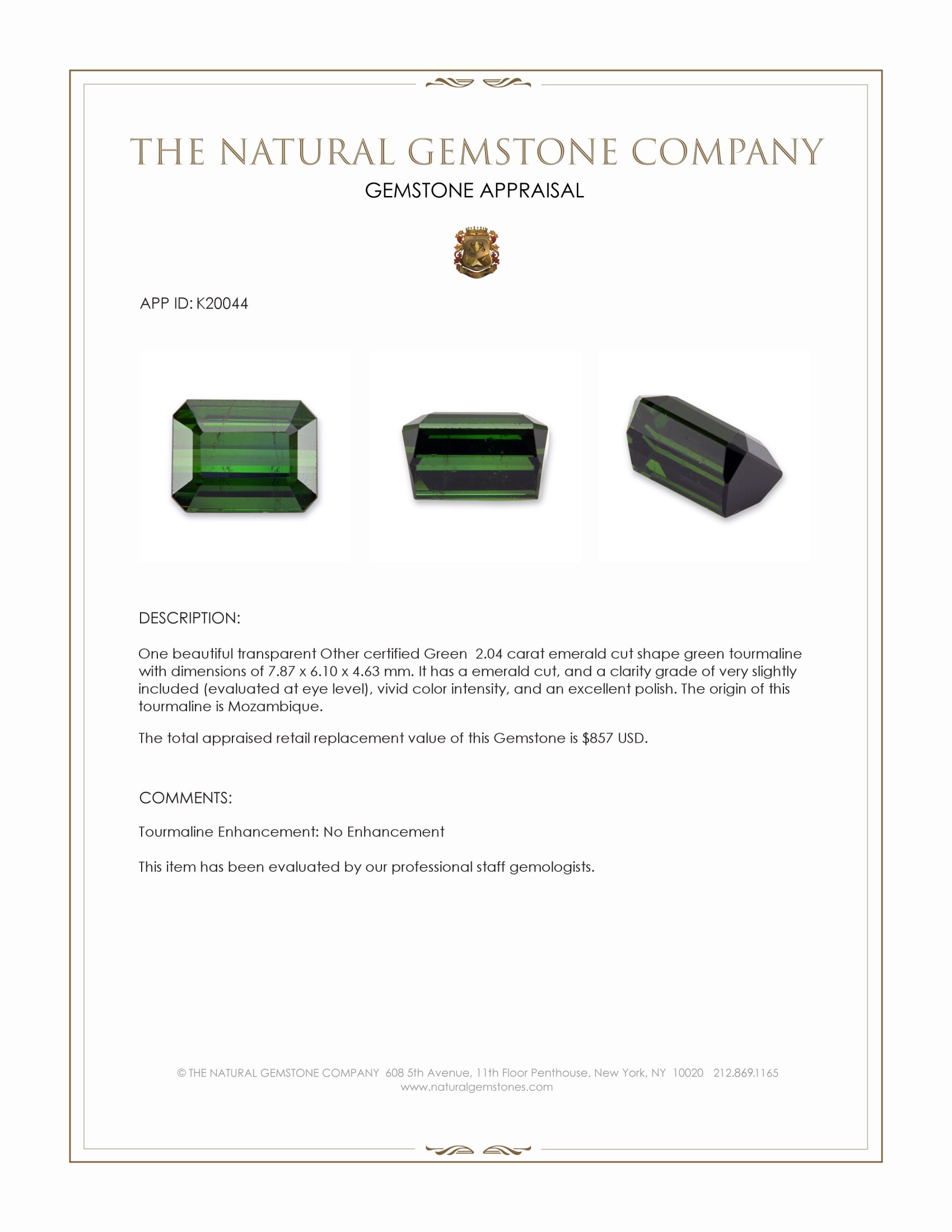 2.04 Ct. Tourmaline from Mozambique