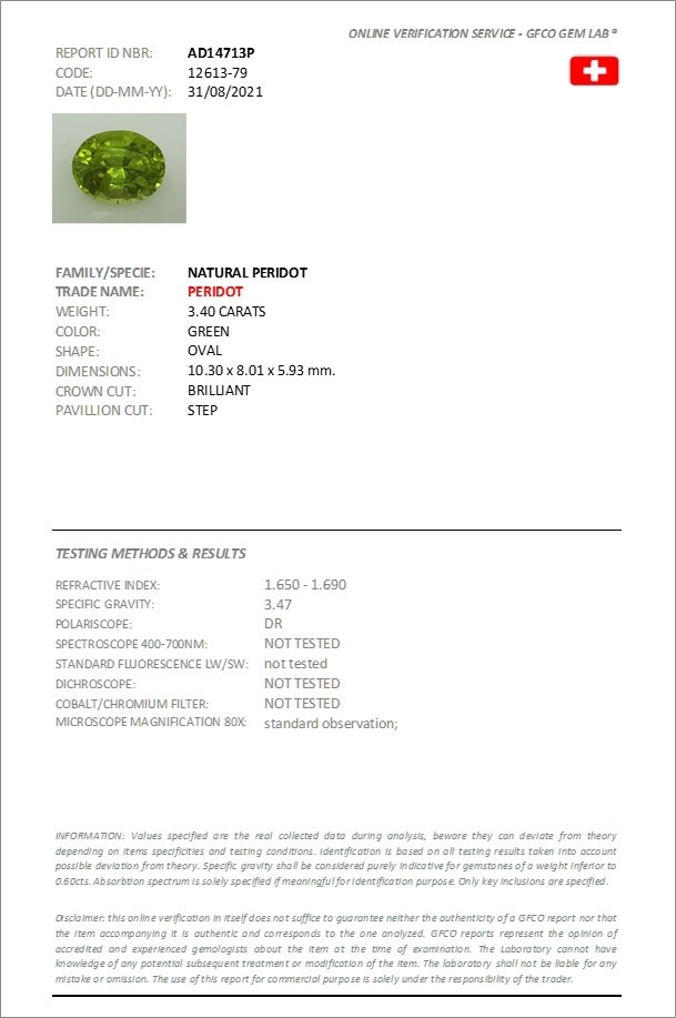 3.40 Ct. Peridot from Burma (Myanmar)