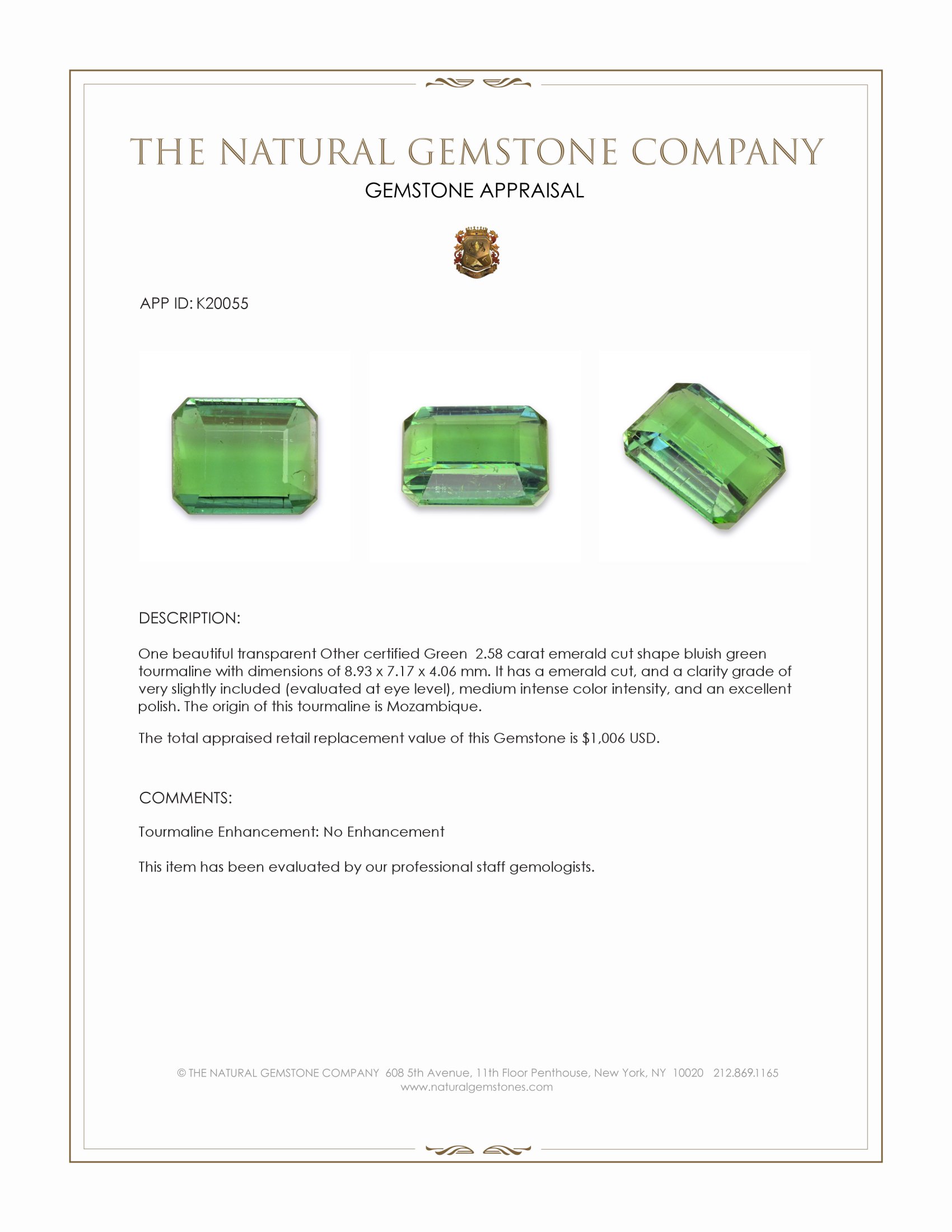 2.58 Ct. Tourmaline from Mozambique