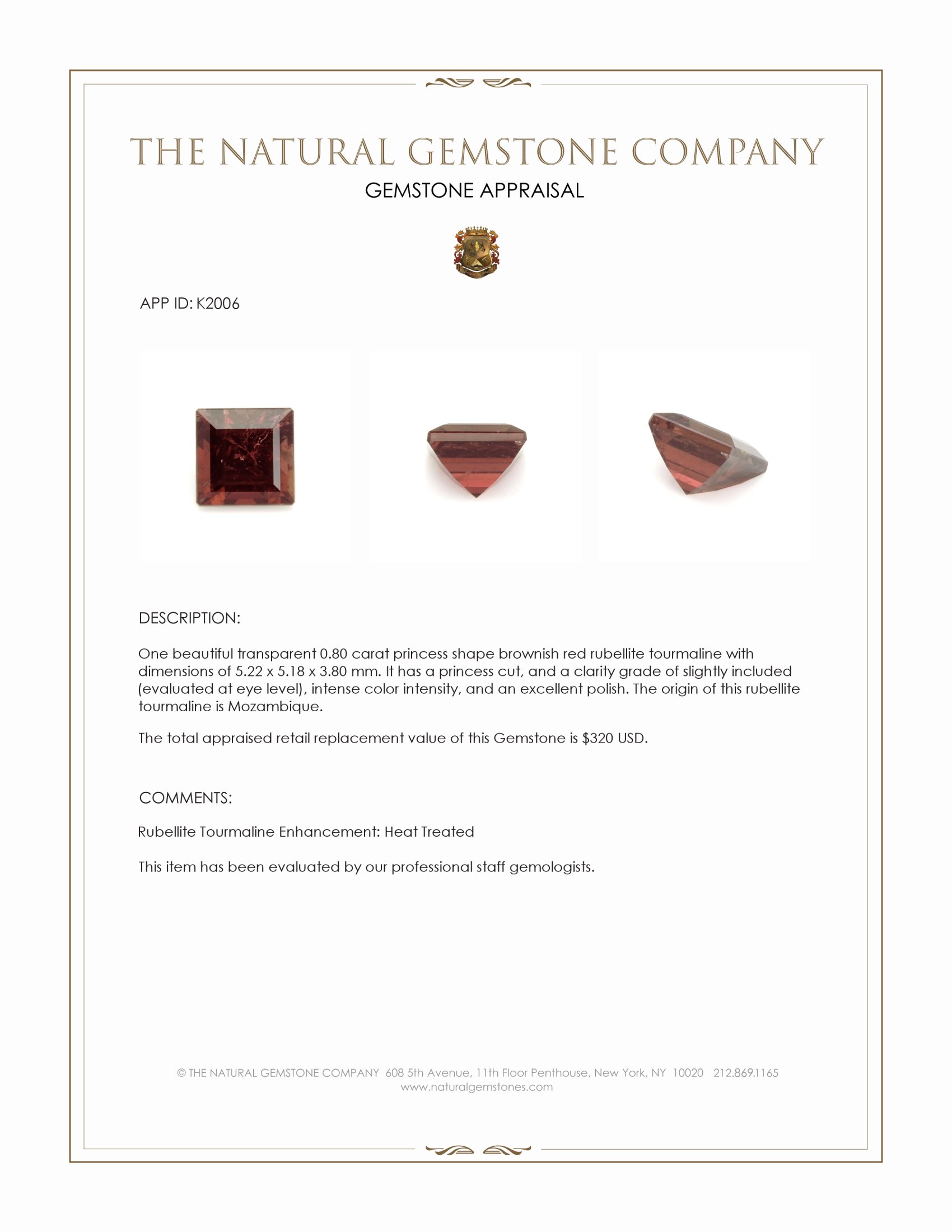0.80 Ct. Brownish Red Tourmaline from Mozambique