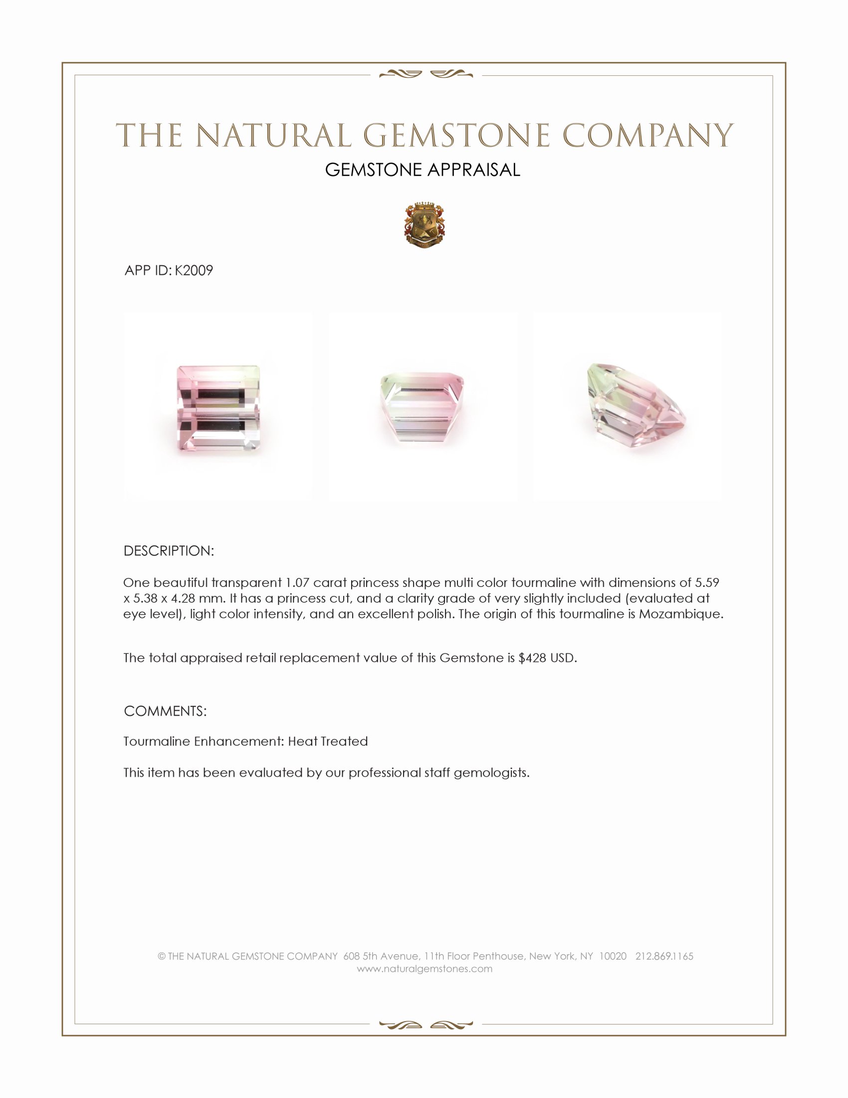 1.07 Ct. Multi Color Tourmaline from Mozambique