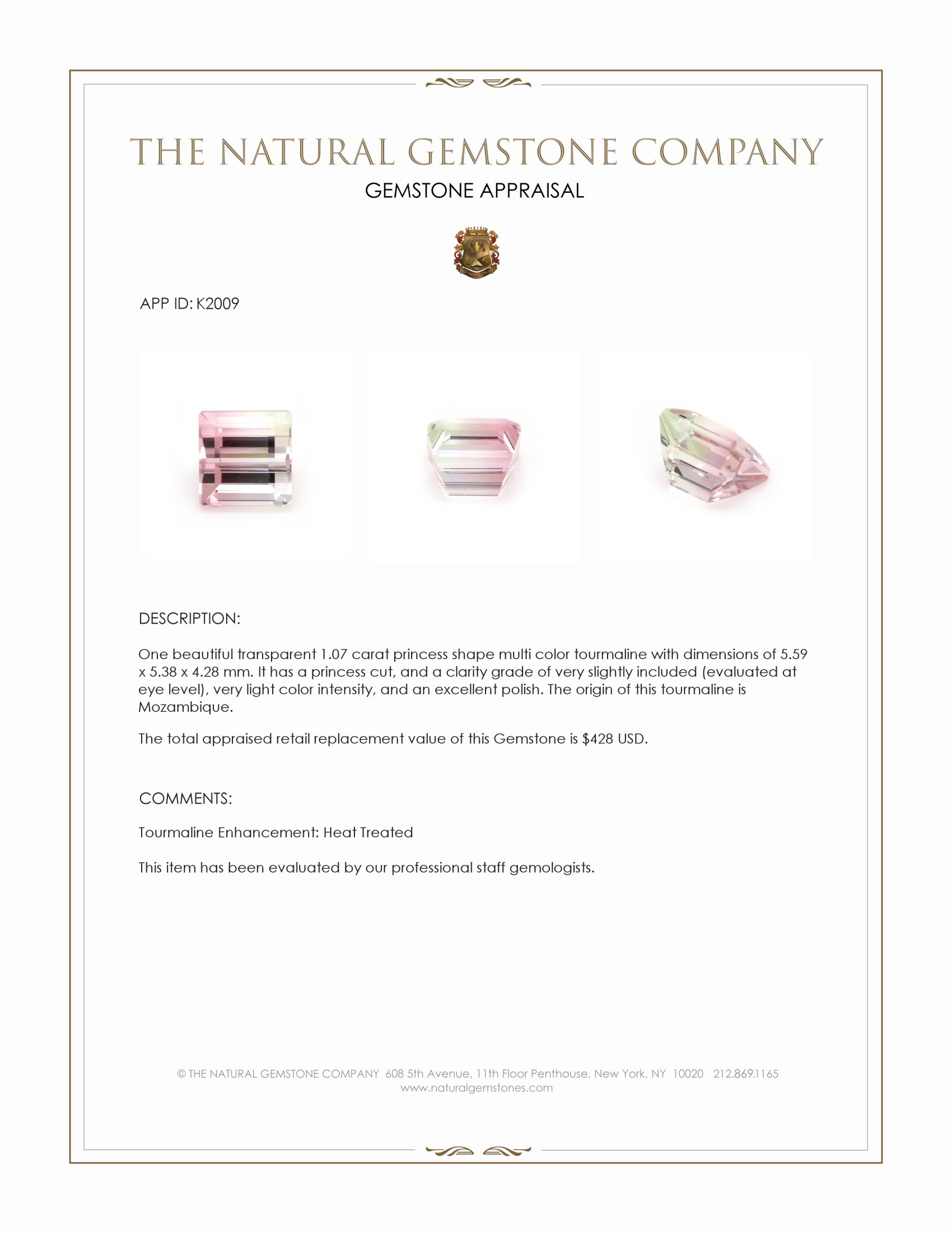 1.07 Ct. Tourmaline from Mozambique