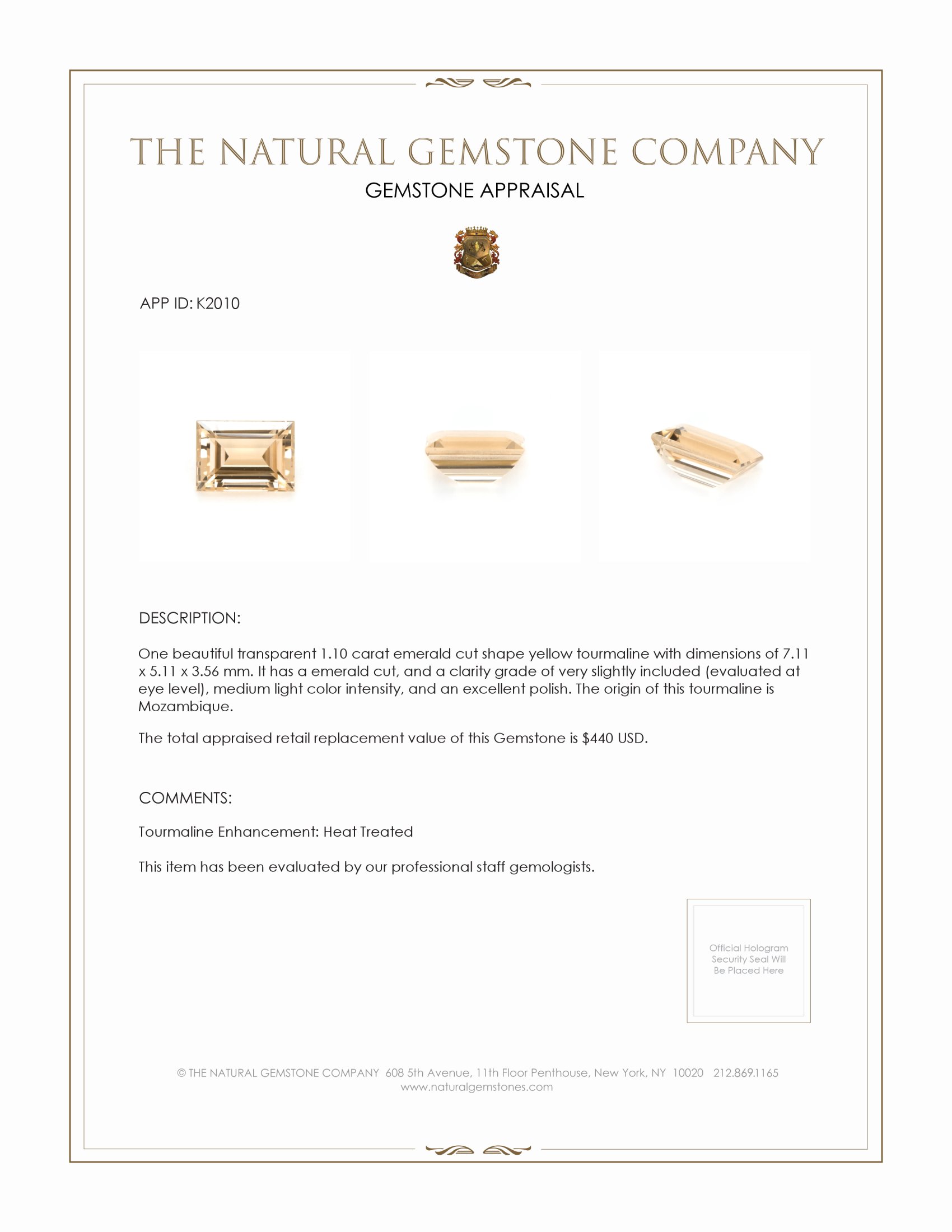 1.10 Ct. Tourmaline from Mozambique