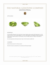 3.68 Ct. Yellowish Green Peridot from Afghanistan Appraisal