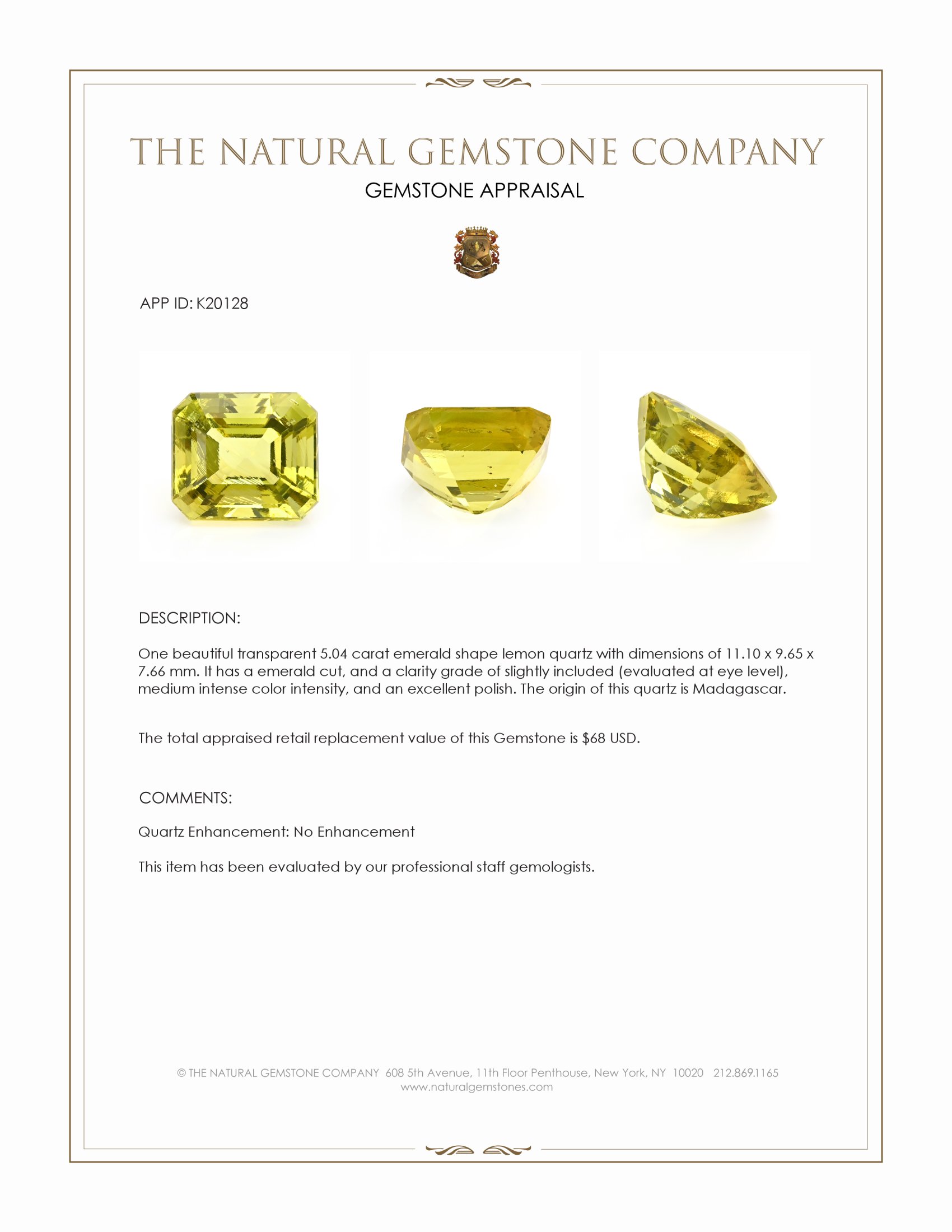 5.04 Ct. Quartz from Madagascar