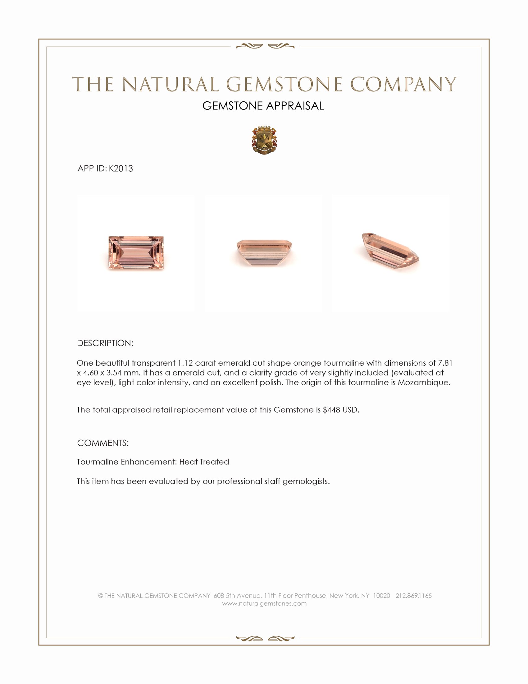 1.12 Ct. Tourmaline from Mozambique