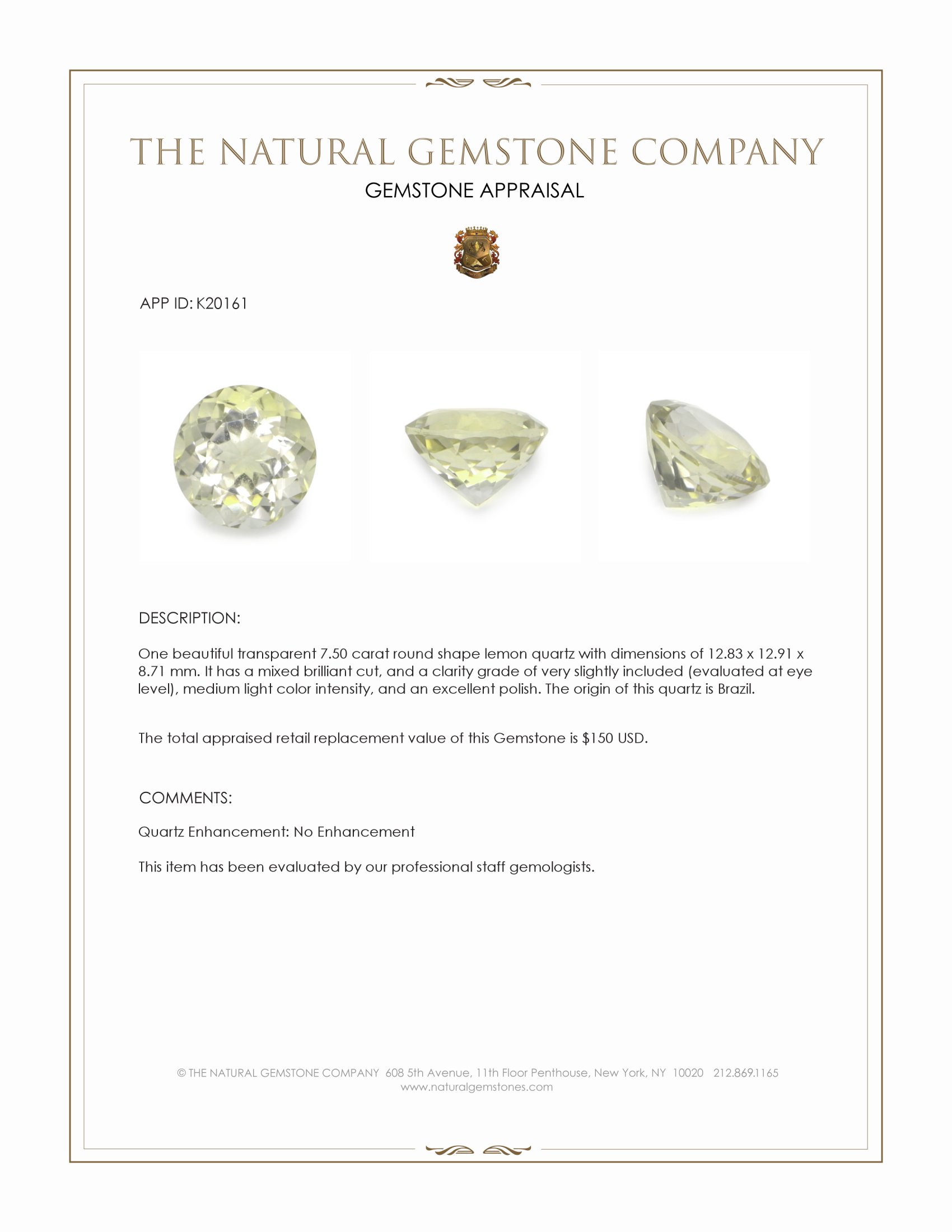 7.50 Ct. Quartz from Brazil