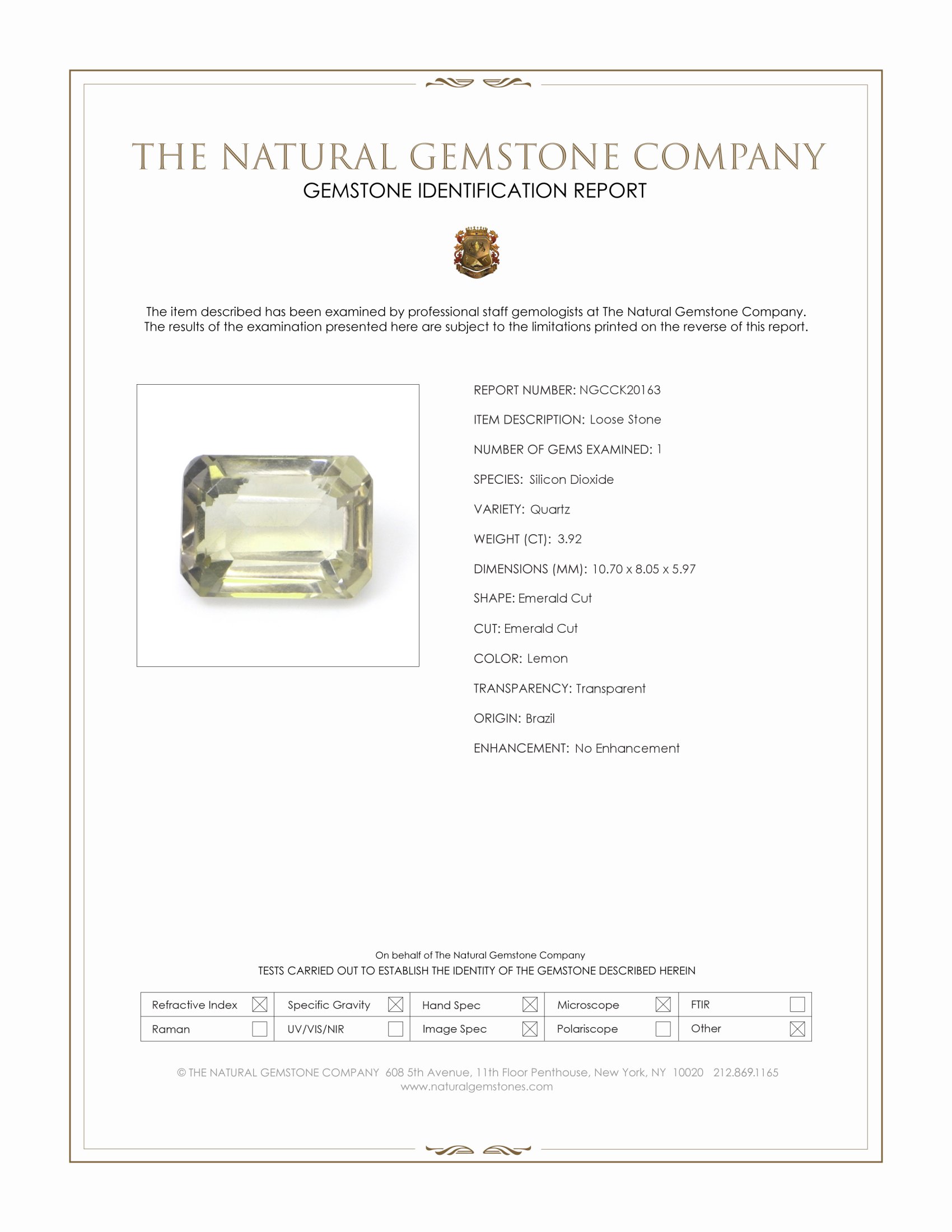 3.92 Ct. Lemon Quartz from Brazil