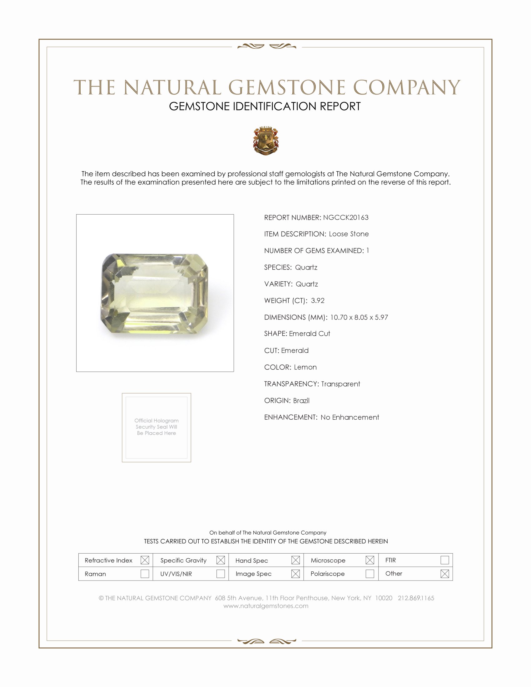 3.92 Ct. Lemon Quartz from Brazil