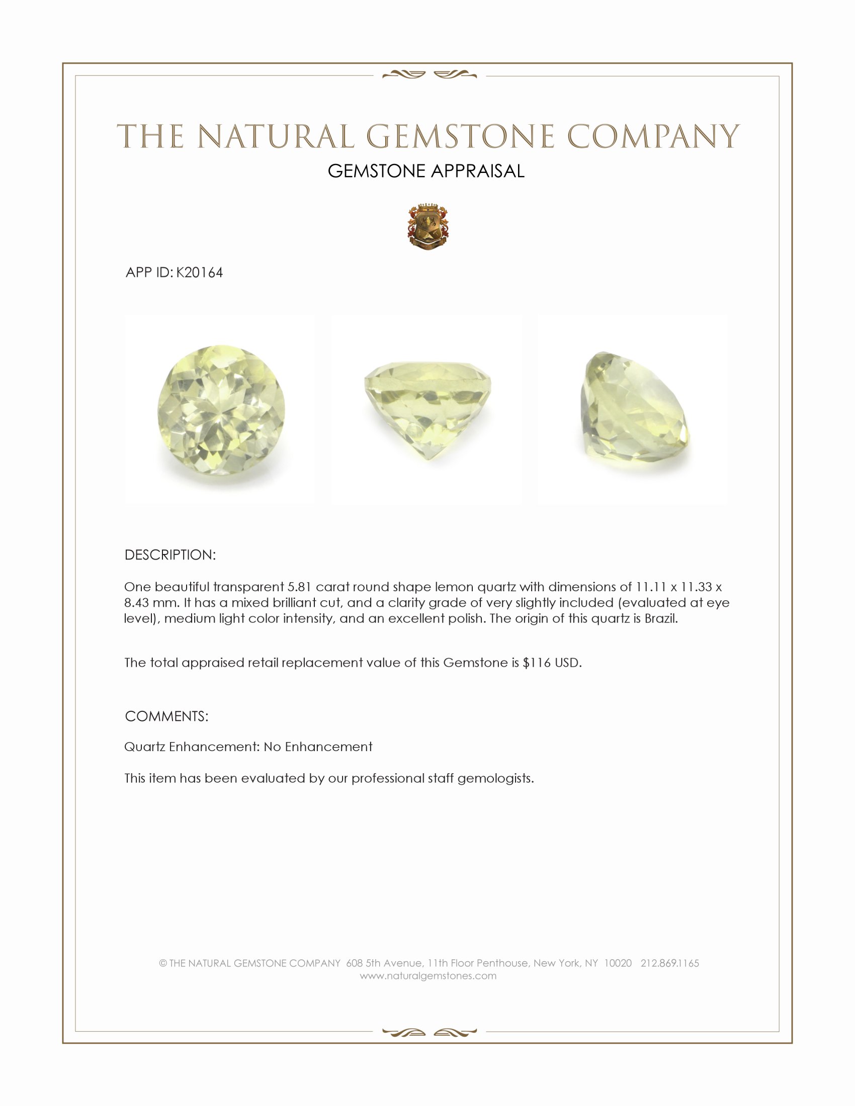 5.81 Ct. Quartz from Brazil