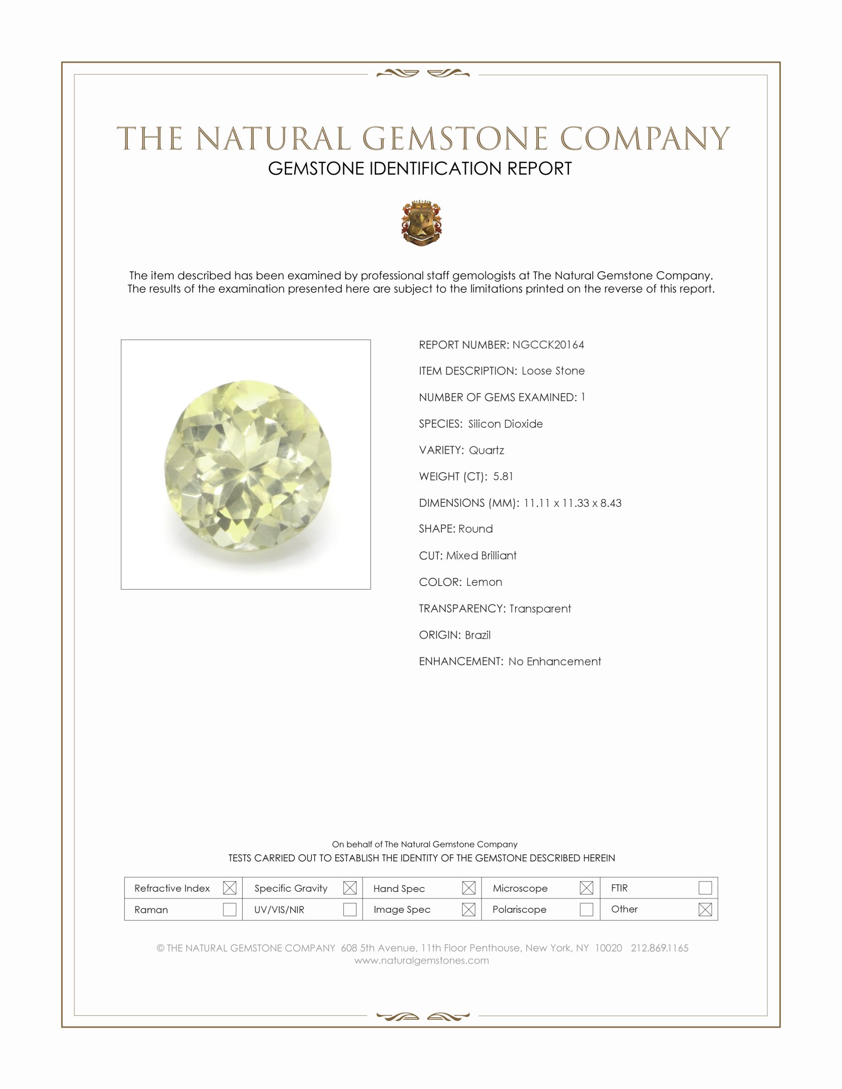 5.81 Ct. Lemon Quartz from Brazil