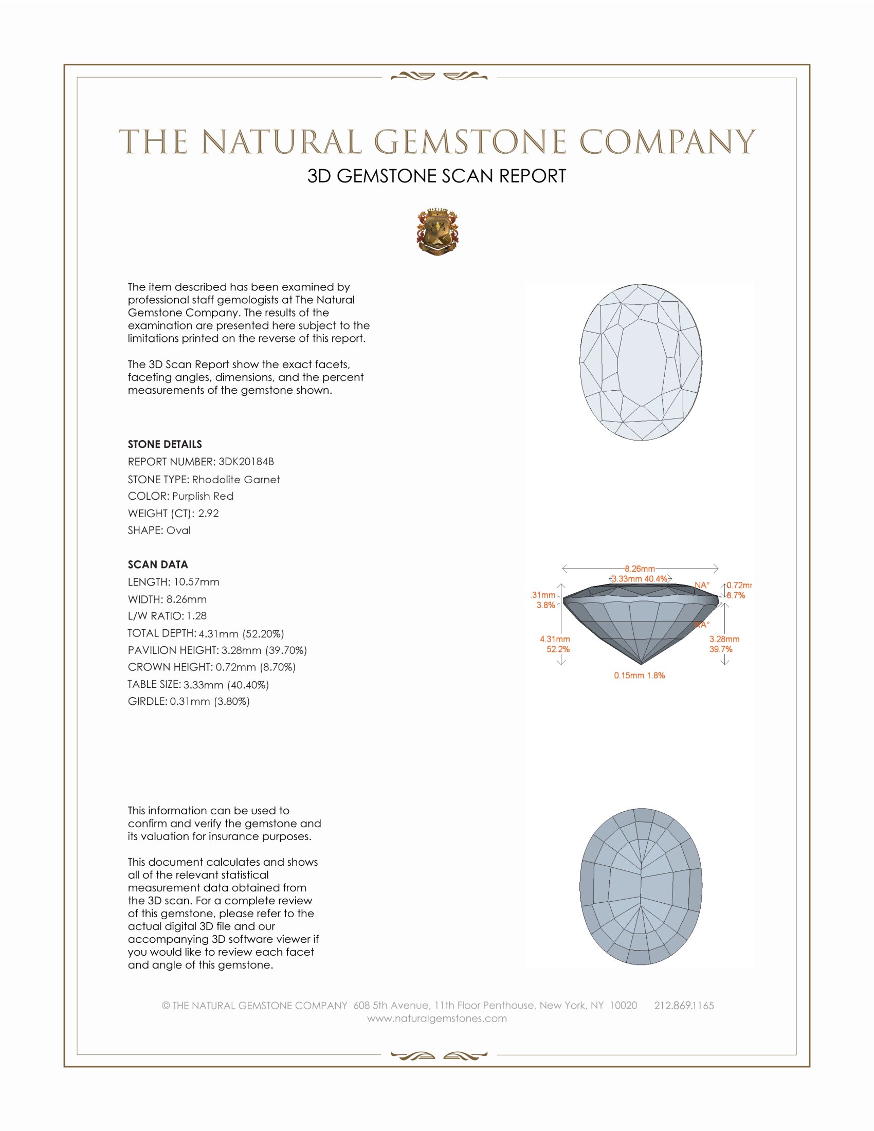 2.92 Ct. Rhodolite Garnet from Tanzania