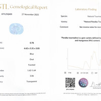0.78 Ct. Paraiba Tourmaline from Mozambique Scan Report