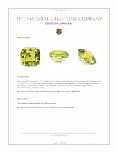 2.07 Ct. Yellowish Green Chrysoberyl from Ceylon (Sri Lanka) Appraisal