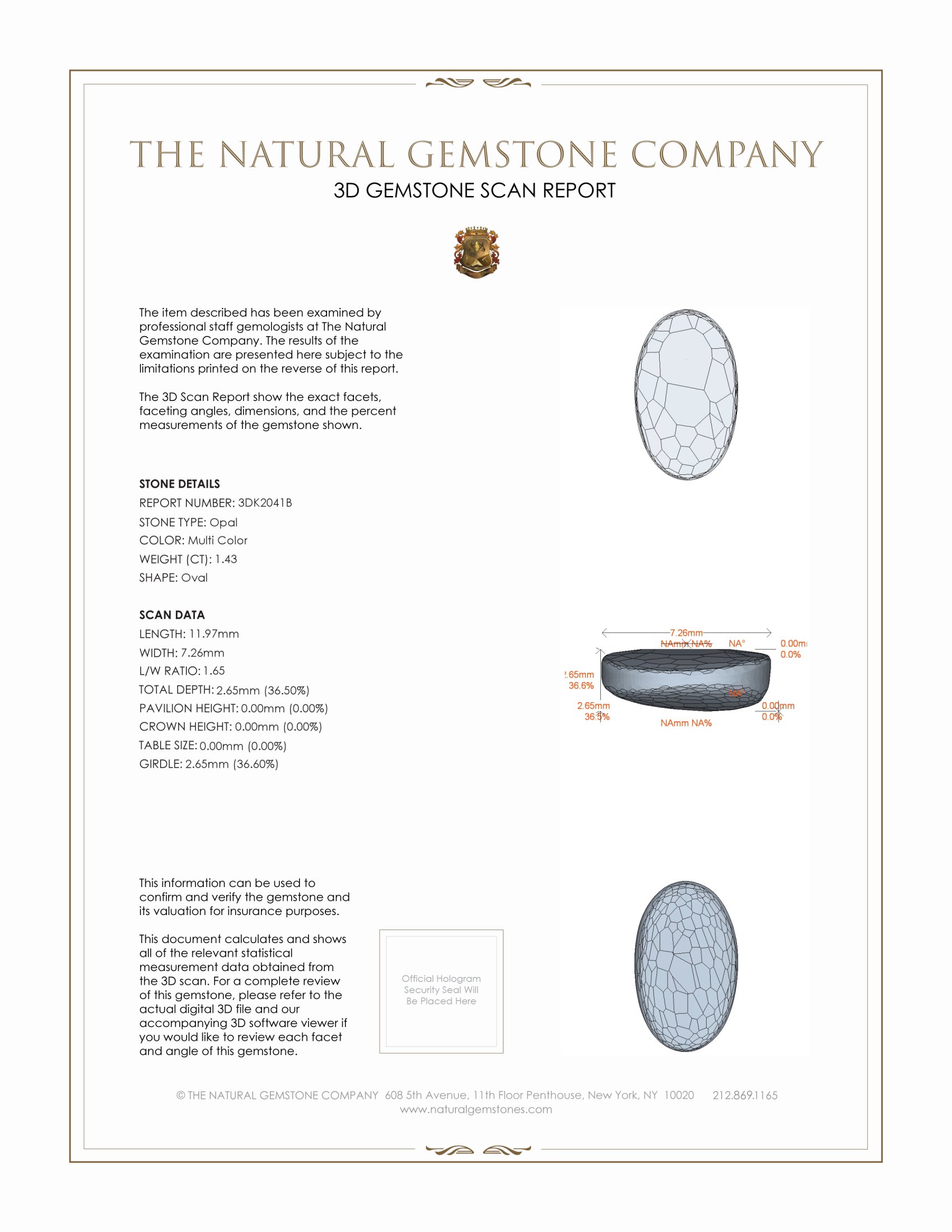 1.43 Ct. White Opal from Australia