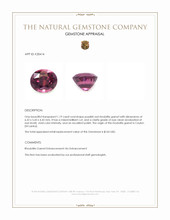 1.19 Ct. Purplish Red Rhodolite Garnet from Ceylon (Sri Lanka) Appraisal