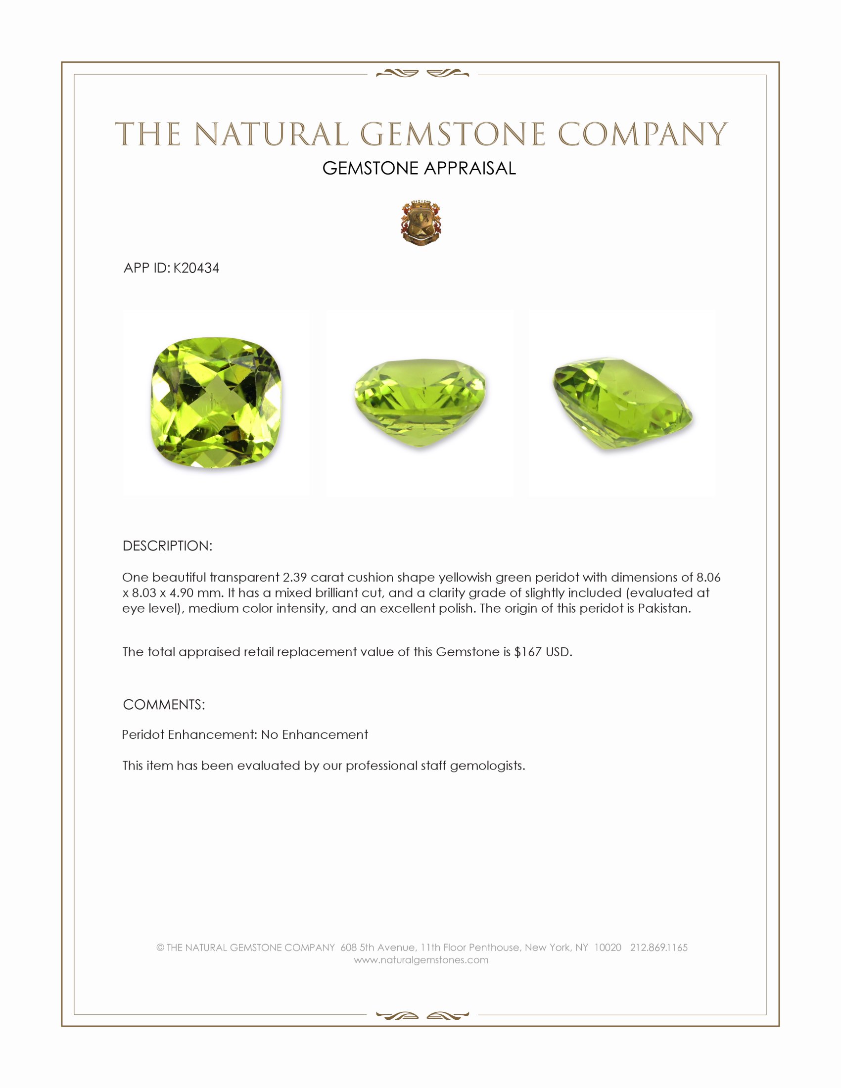 2.39 Ct. Peridot from Pakistan