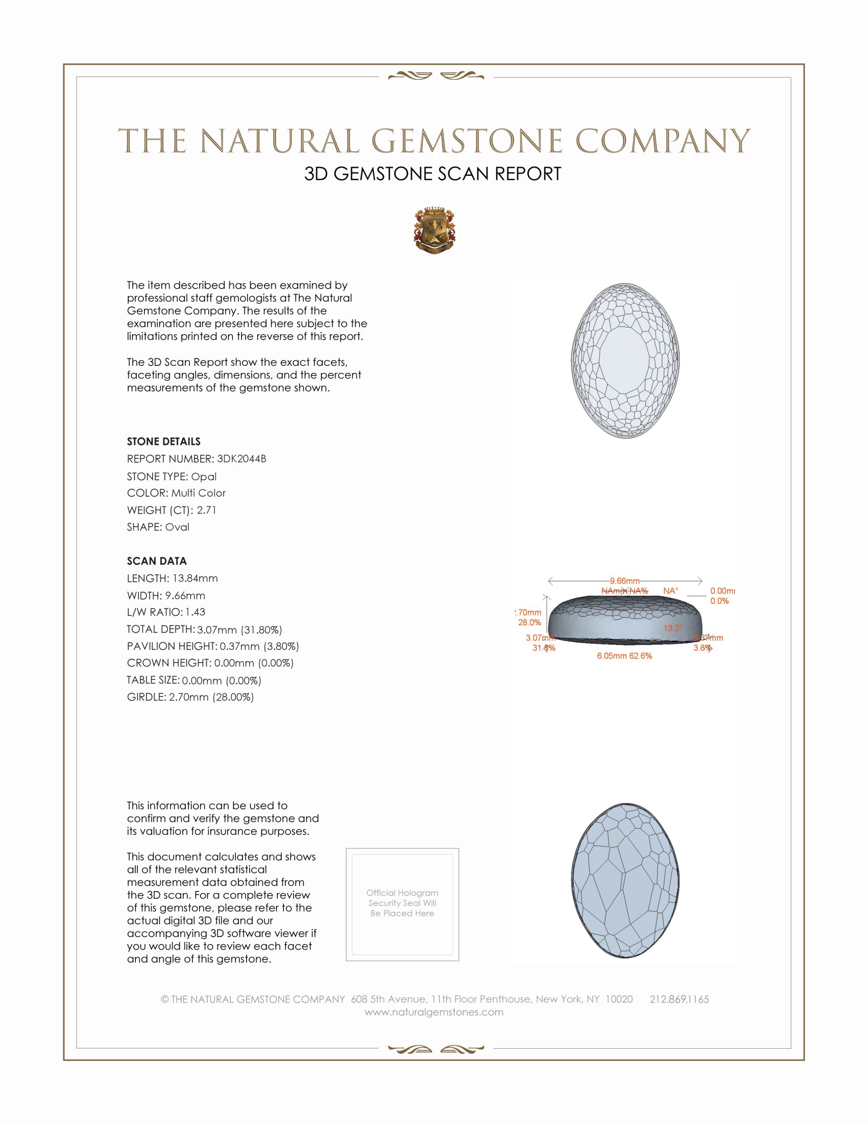 2.71 Ct. White Opal from Australia