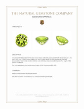 0.94 Ct. Yellowish Green Peridot from Pakistan Appraisal