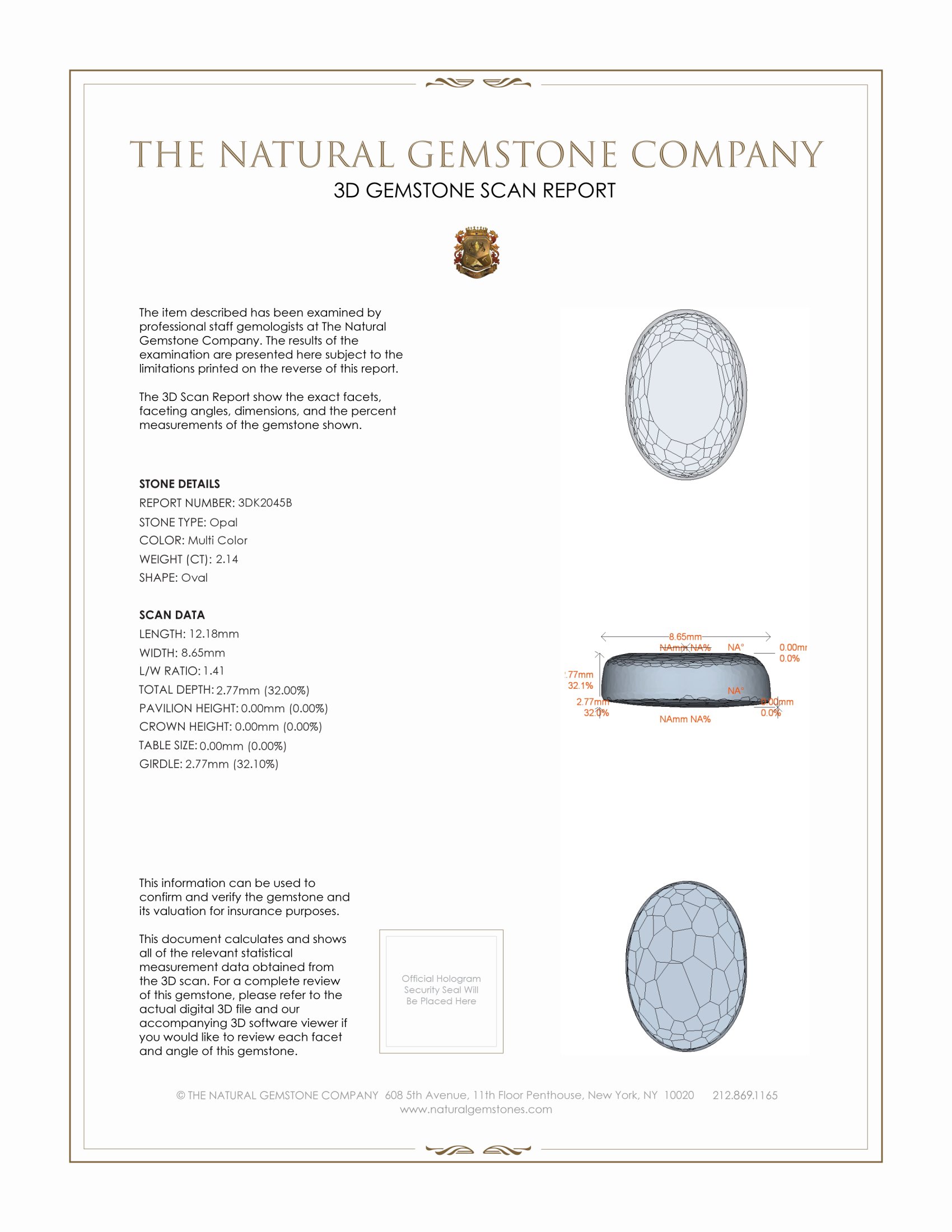 2.14 Ct. White Opal from Australia