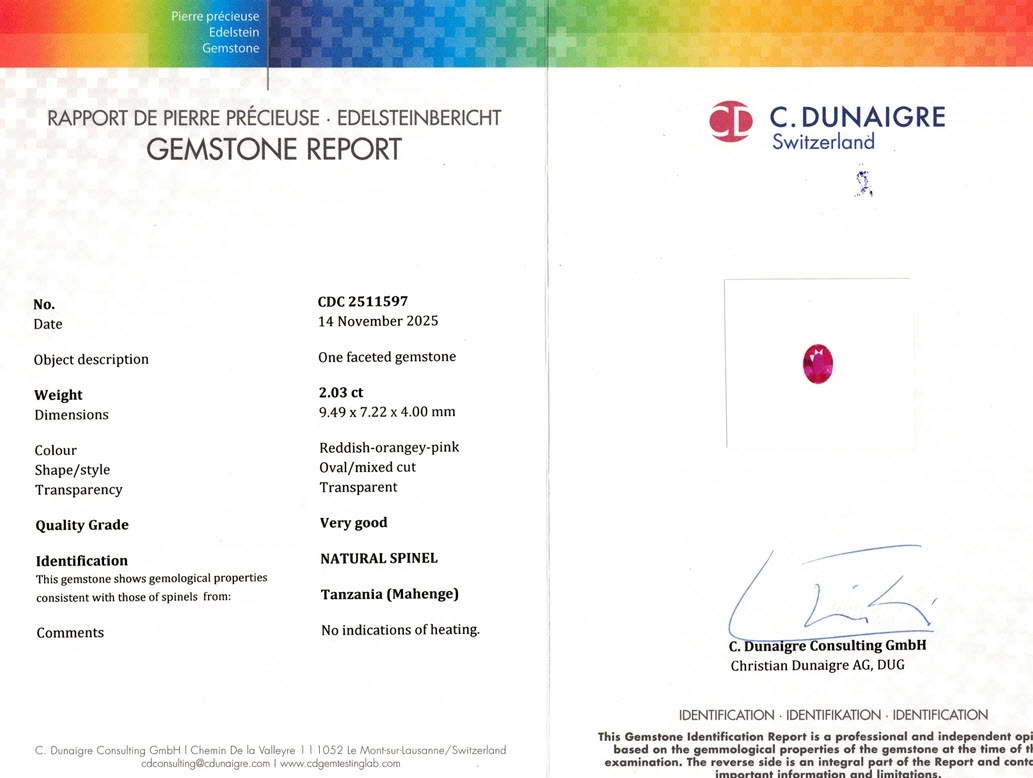 2.03 Ct. Spinel from Tanzania