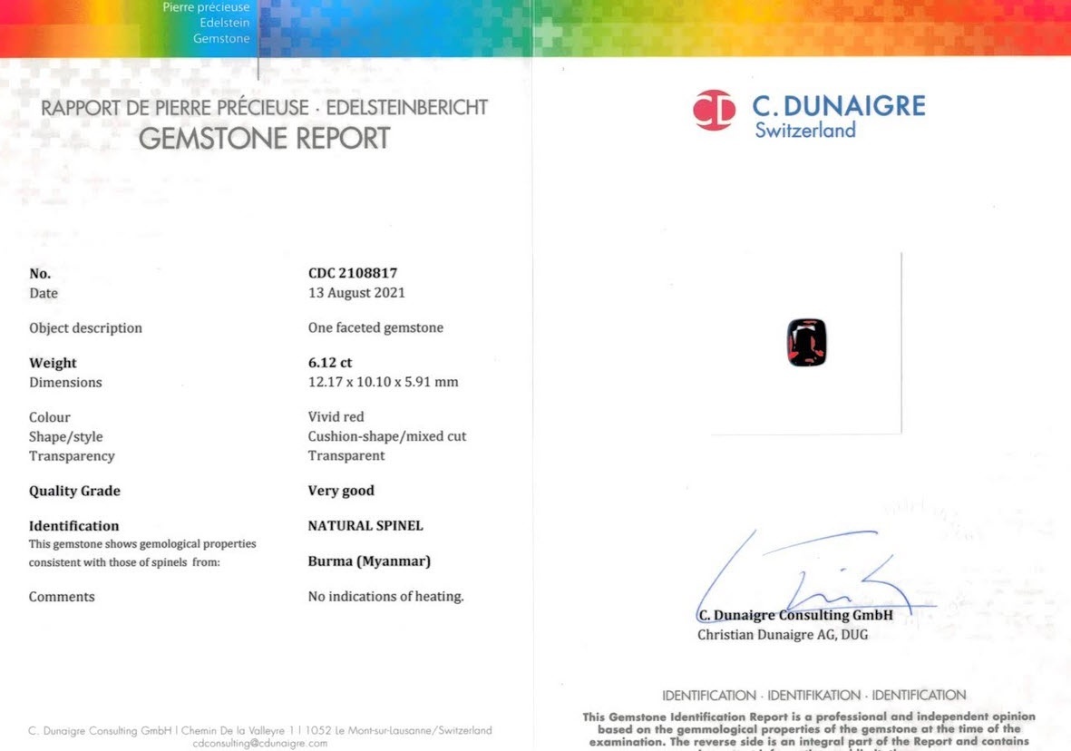 6.12 Ct. Spinel from Burma (Myanmar)