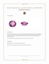 1.08 Ct. Pinkish Purple Rhodolite Garnet from Ceylon (Sri Lanka) Appraisal