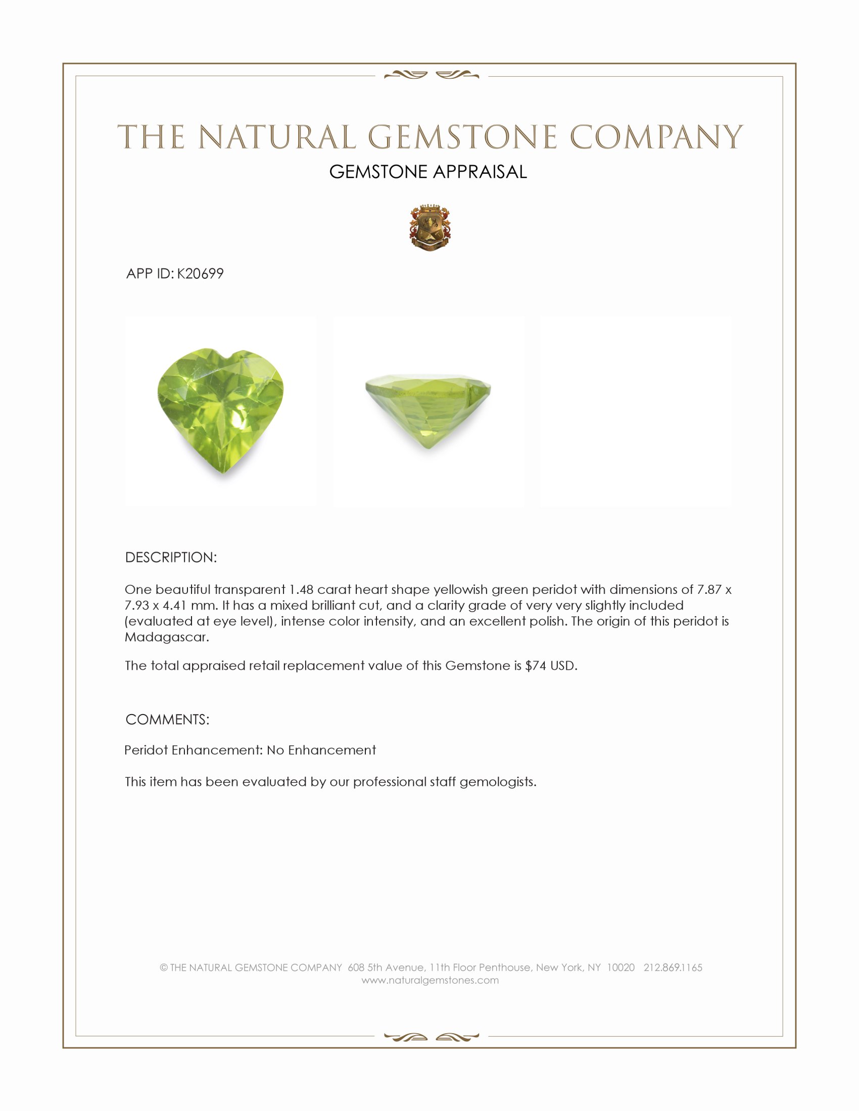 1.48 Ct. Peridot from Madagascar