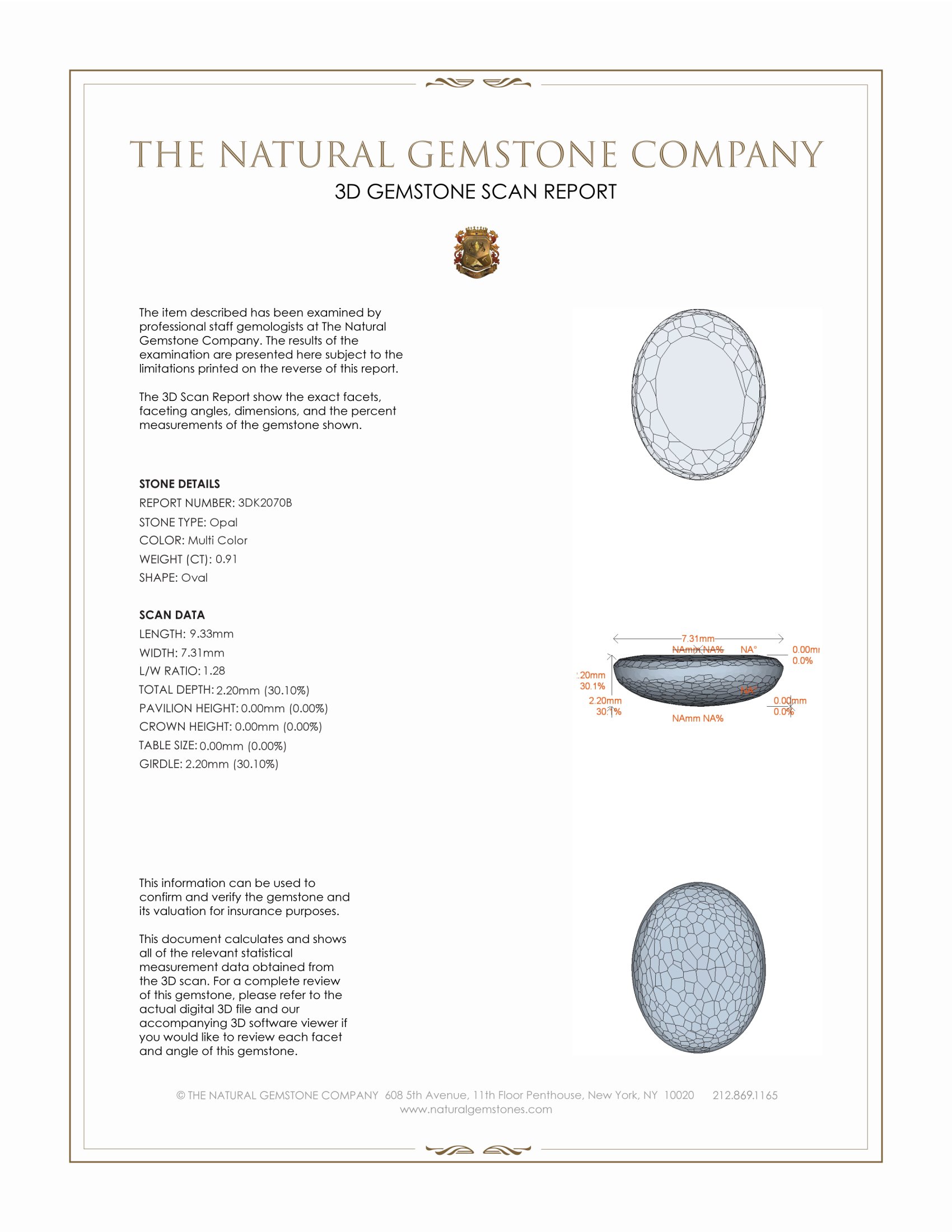 0.91 Ct. Cabochon White Opal from Australia