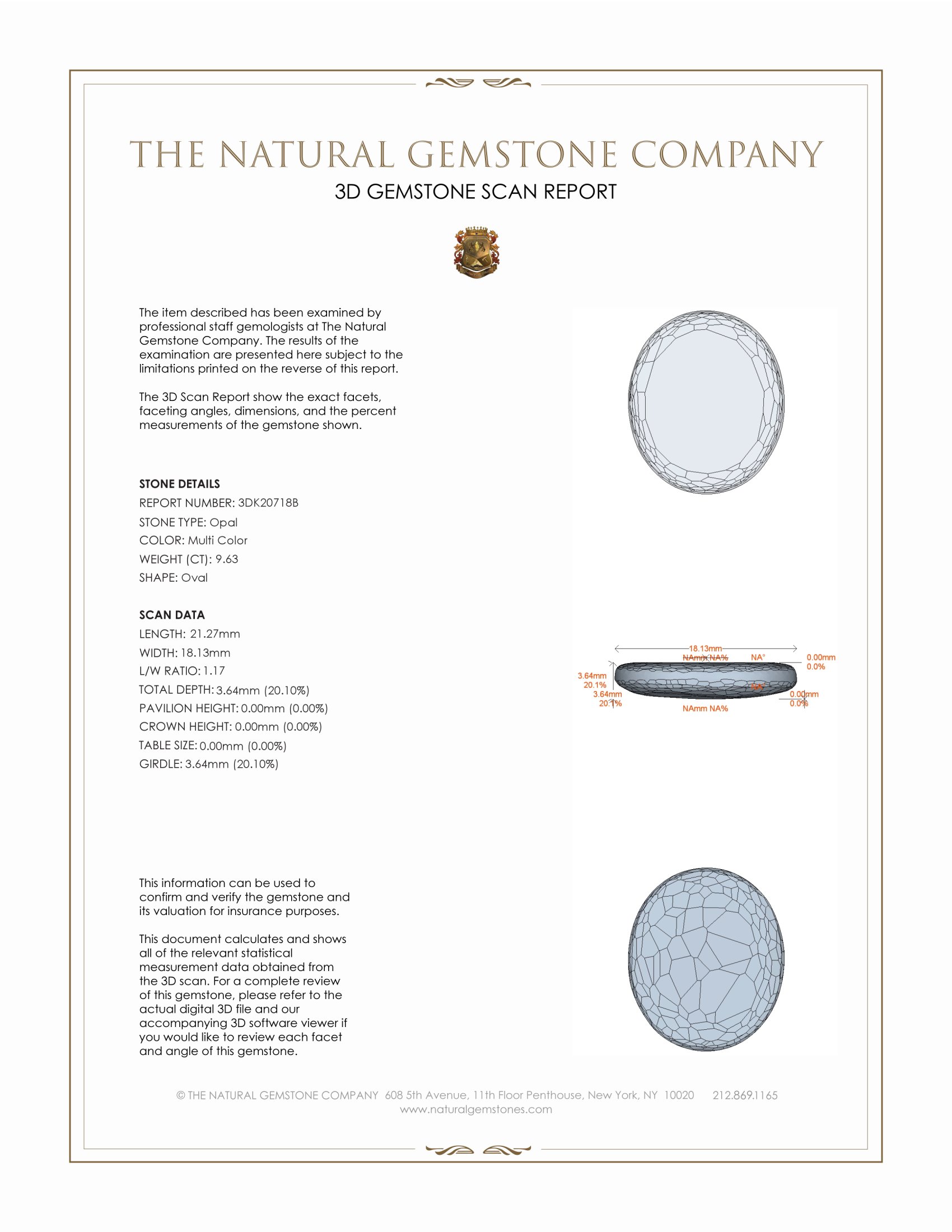 9.63 Ct. Black Opal from Australia