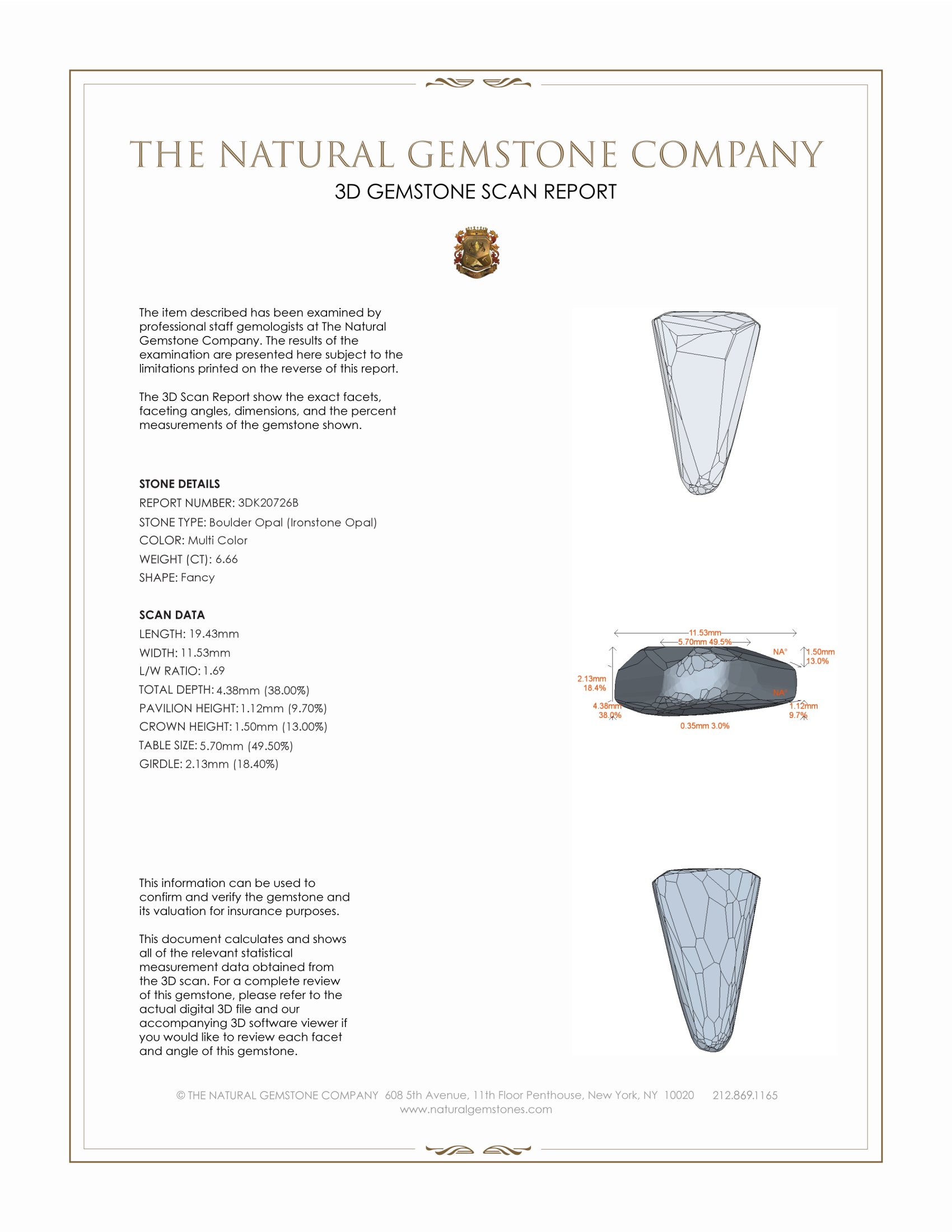 6.66 Ct. Multi Color Cabochon Boulder Opal (Ironstone Opal) from Australia