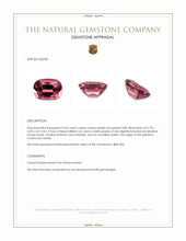 0.65 Ct. Pinkish Red Garnet from Ceylon (Sri Lanka) Appraisal