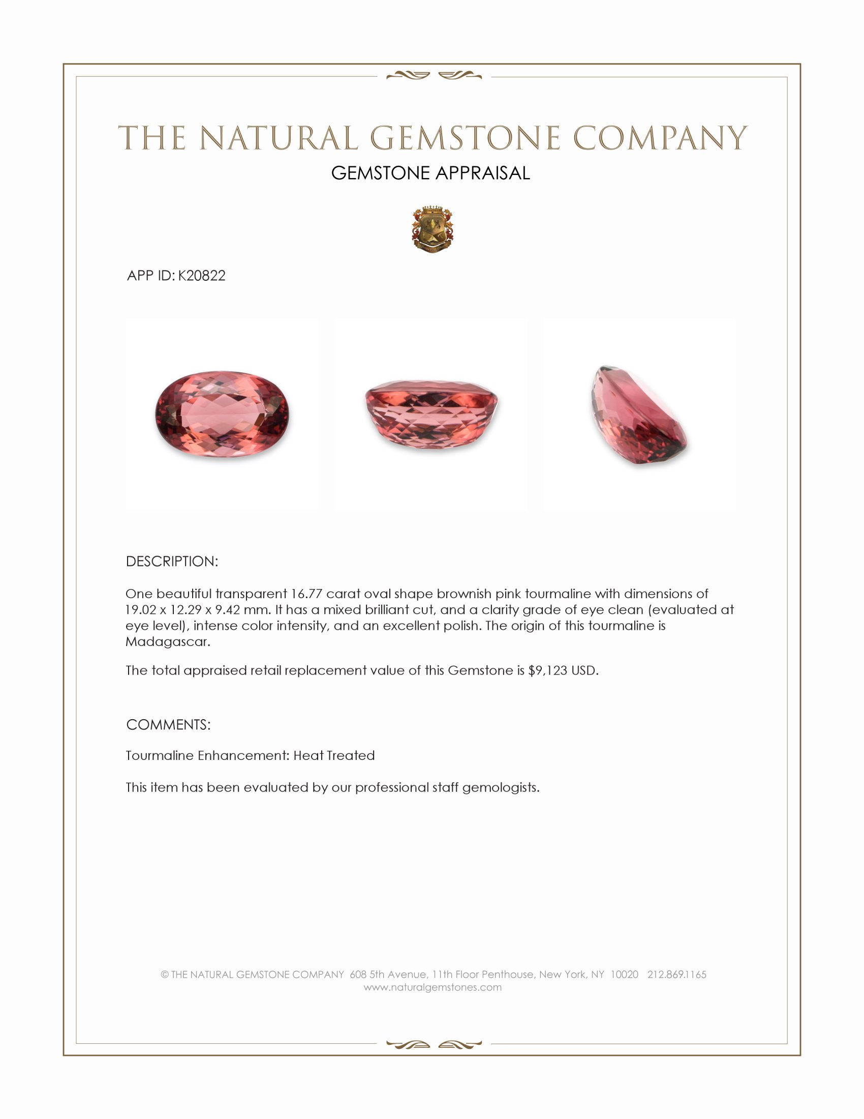 16.77 Ct. Tourmaline from Madagascar