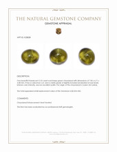 2.53 Ct. Green Cabochon Chrysoberyl from Ceylon (Sri Lanka) Appraisal