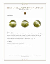 7.03 Ct. Green Cabochon Chrysoberyl from Ceylon (Sri Lanka) Appraisal