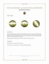 21.45 Ct. Yellowish Green Cabochon Chrysoberyl from Ceylon (Sri Lanka) Appraisal