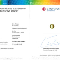 21.45 Ct. Cabochon Chrysoberyl from Ceylon (Sri Lanka) Scan Report