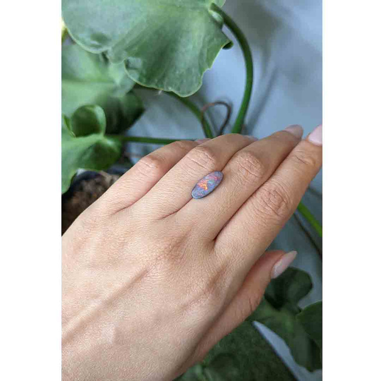 2.43 Ct. Cabochon Semi-Black Opal from Australia