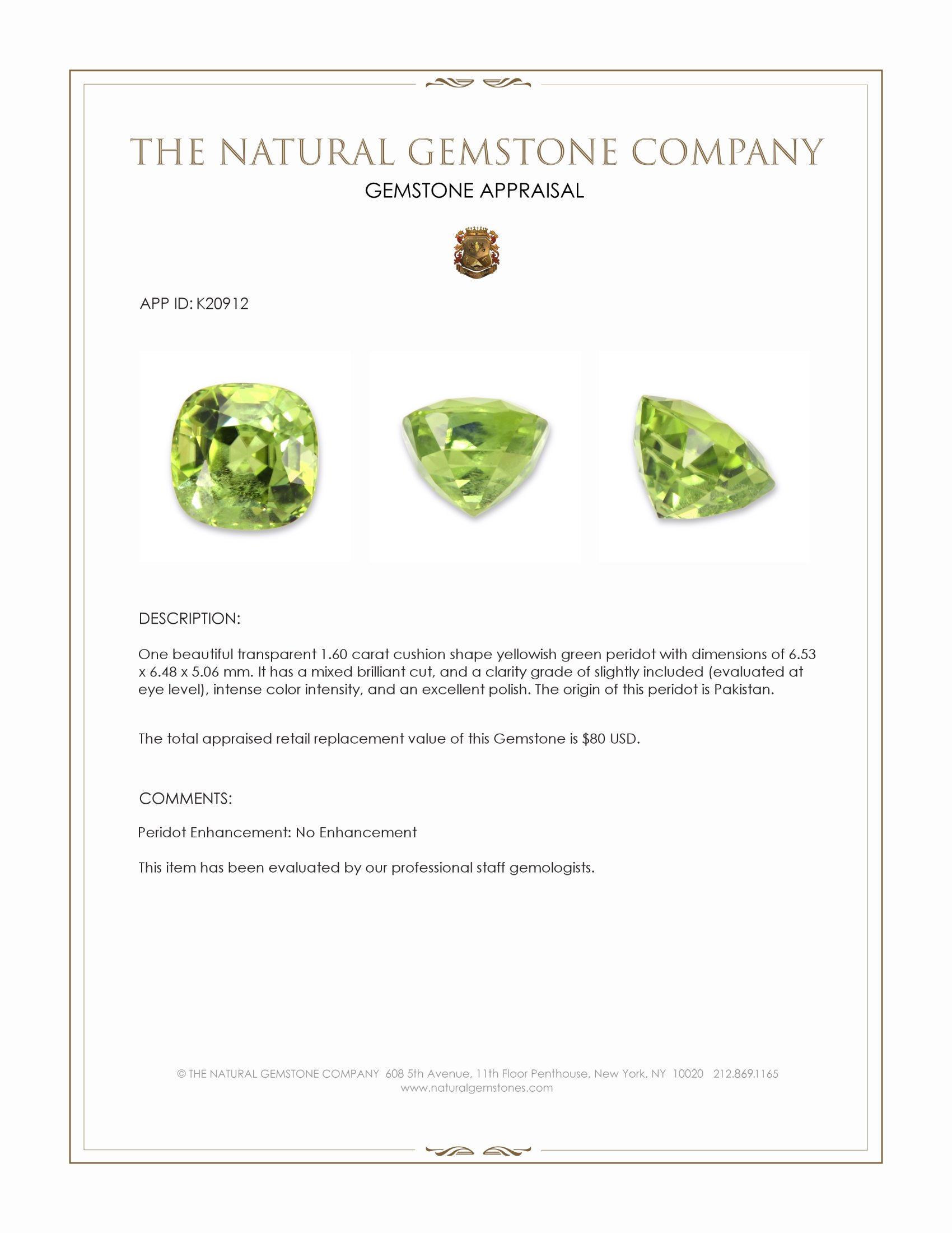 1.60 Ct. Peridot from Pakistan