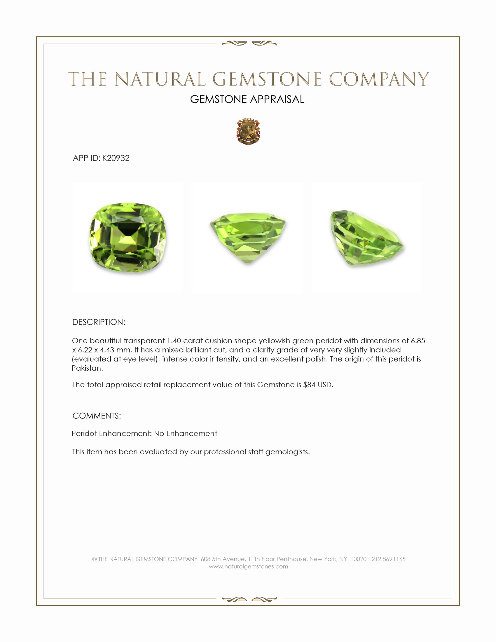 1.40 Ct. Peridot from Pakistan