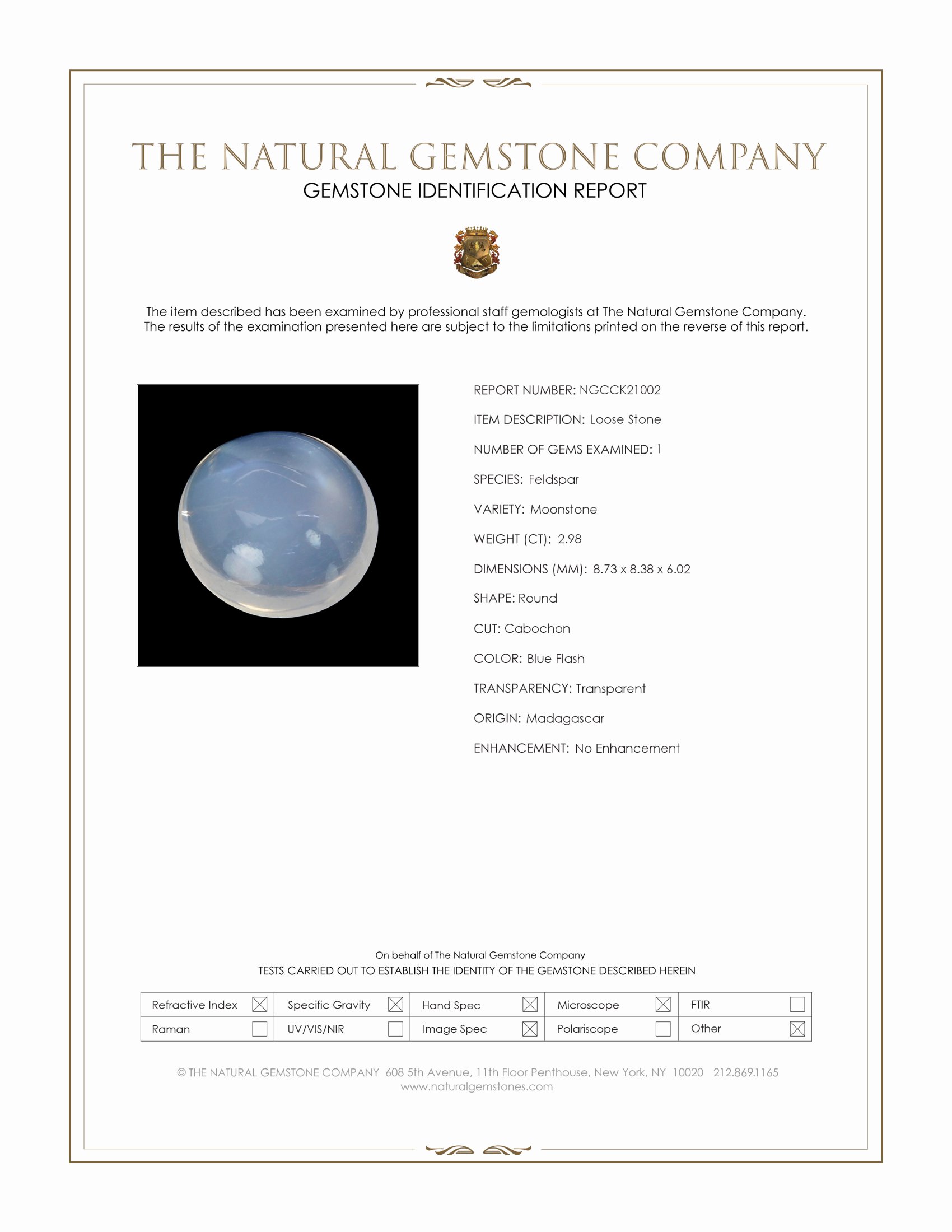2.98 Ct. Blue Flash Cabochon Moonstone from Madagascar