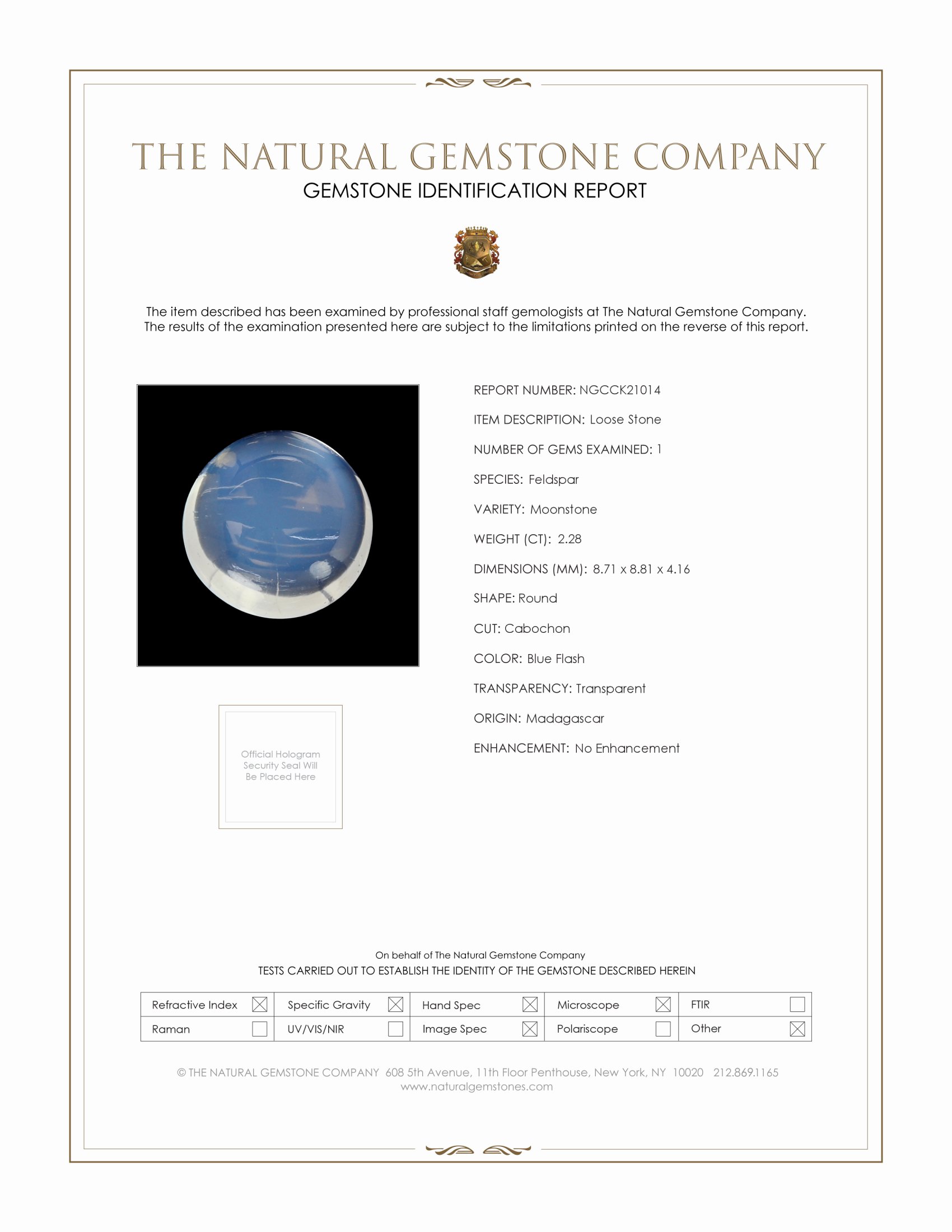 2.28 Ct. Cabochon Moonstone from Madagascar