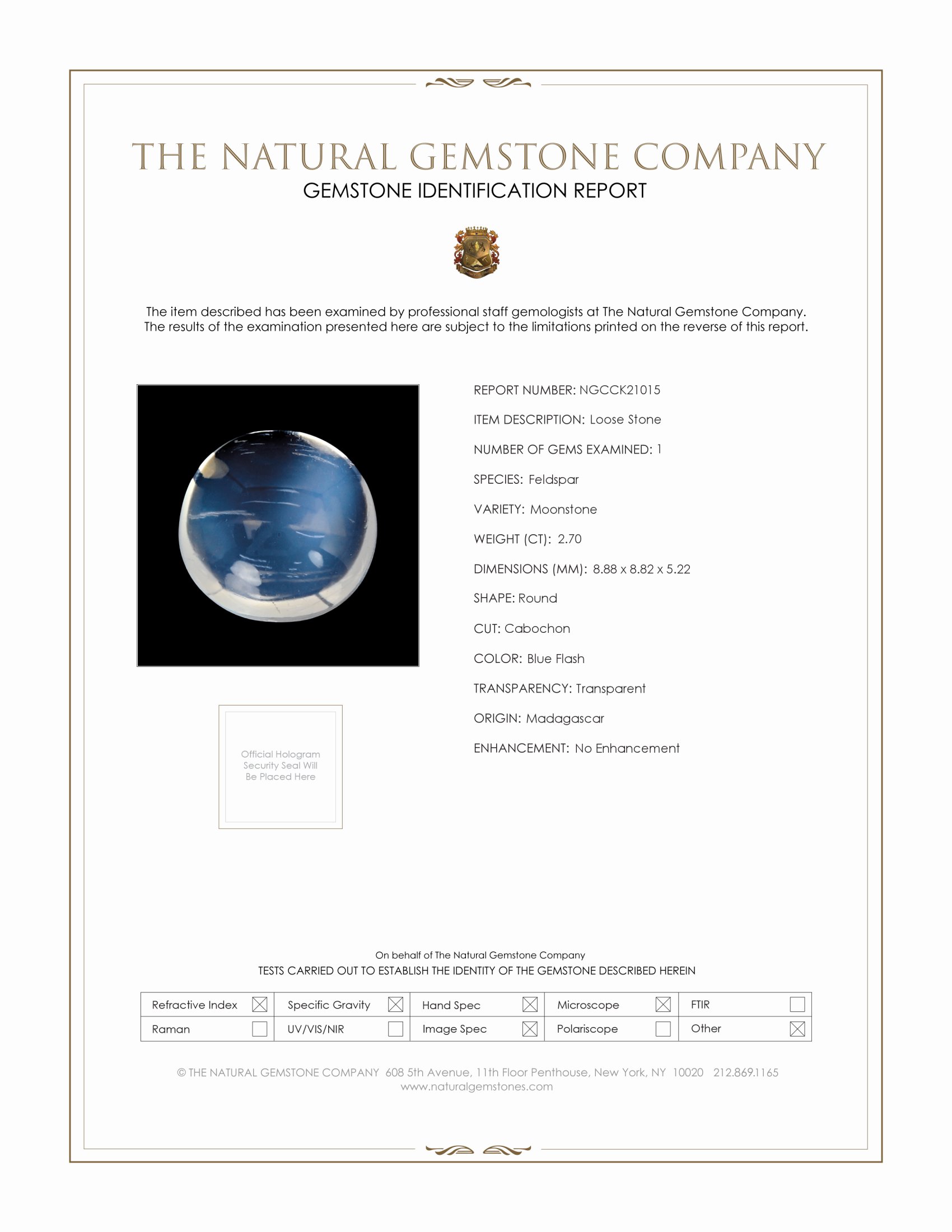 2.70 Ct. Cabochon Moonstone from Madagascar