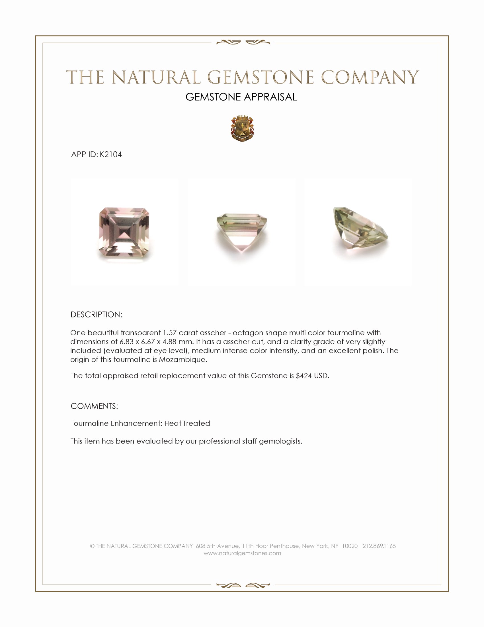 1.57 Ct. Tourmaline from Mozambique